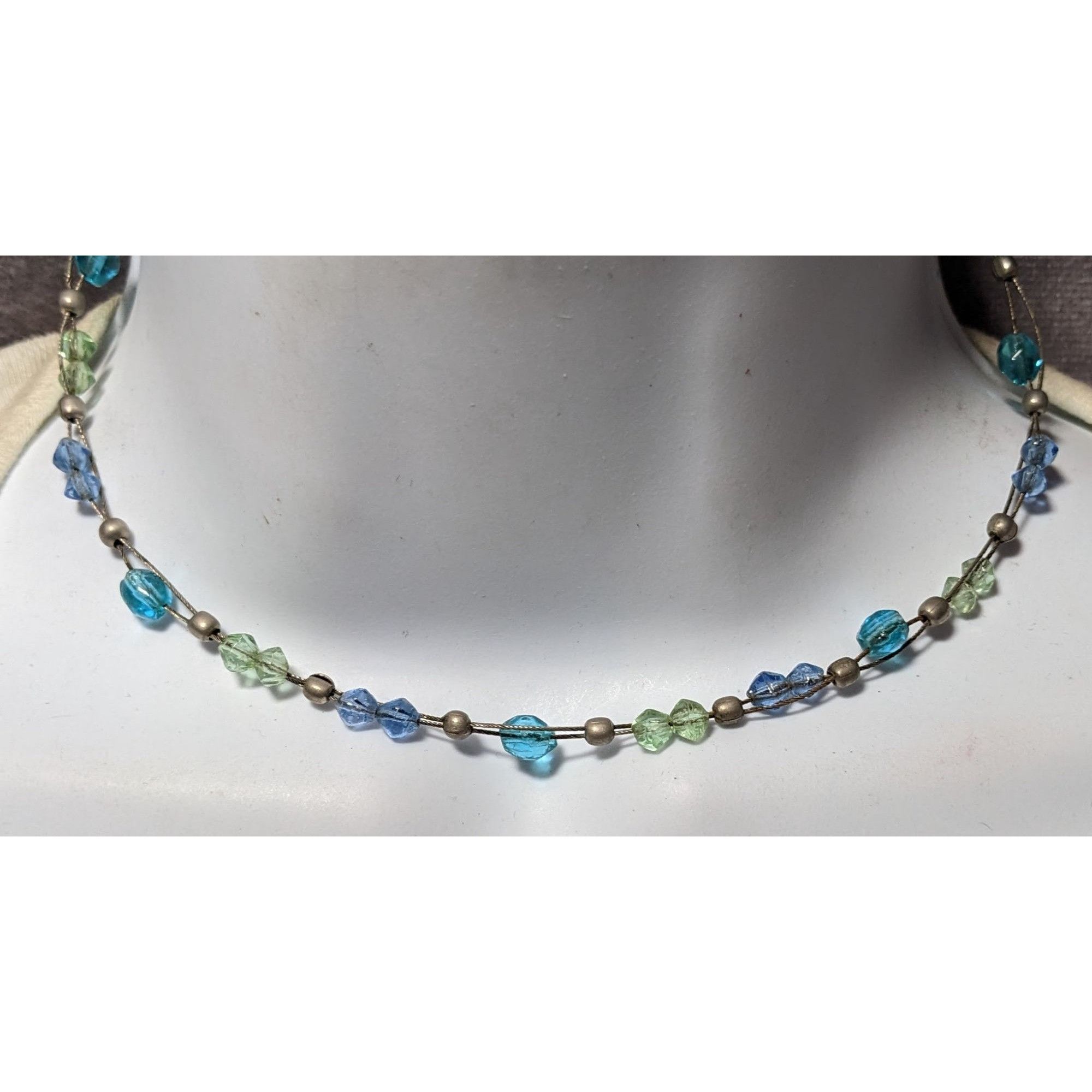 Express Express Blue And Silver Tone Beaded Casual Necklace Size ONE SIZE - 5 Thumbnail