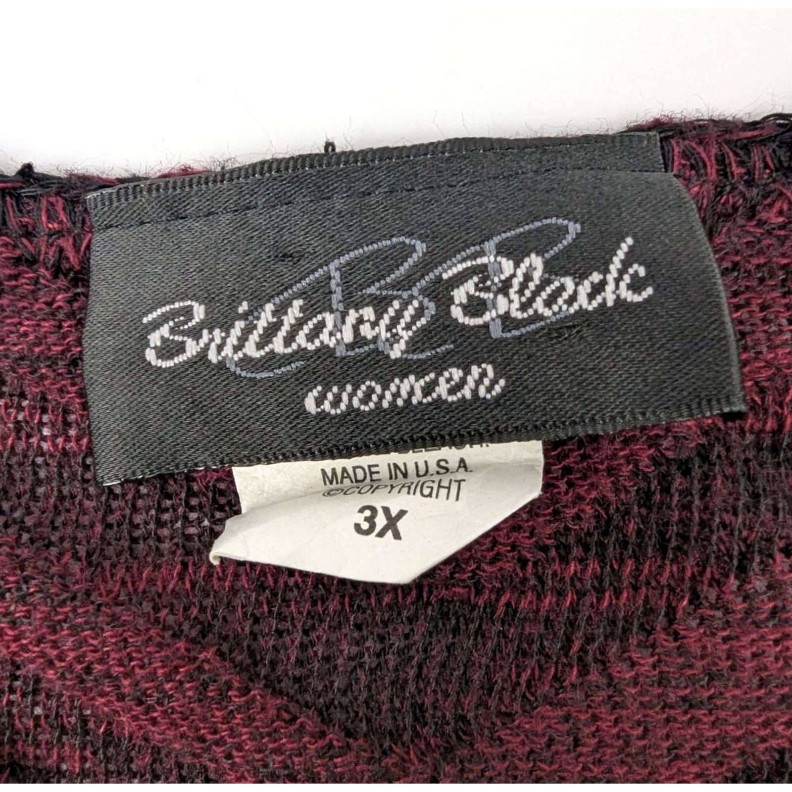 Vintage Brittany Black Top Dolman Sleeve V-Neck 3X Acrylic Knit Dark Maroon Pullover Casual Womens Plus Size Size XXL / US 16-18 / IT 52-54 - 7 Thumbnail