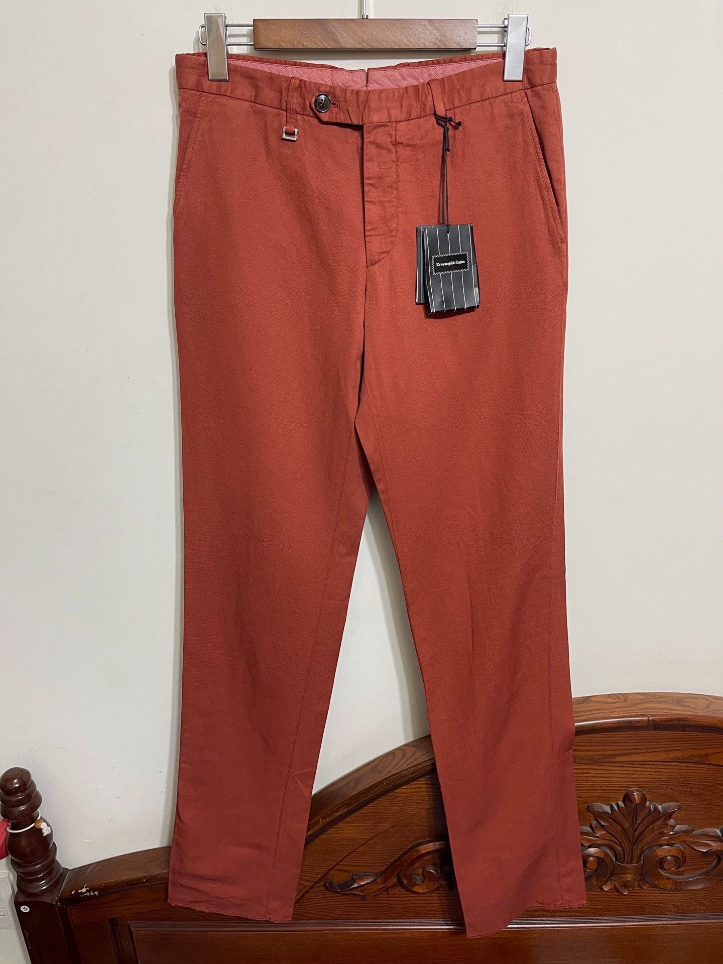 Ermenegildo Zegna Zegna Slim Washed Cotton-Linen Pants 48 Brick Red Size US 32 / EU 48 - 1 Thumbnail