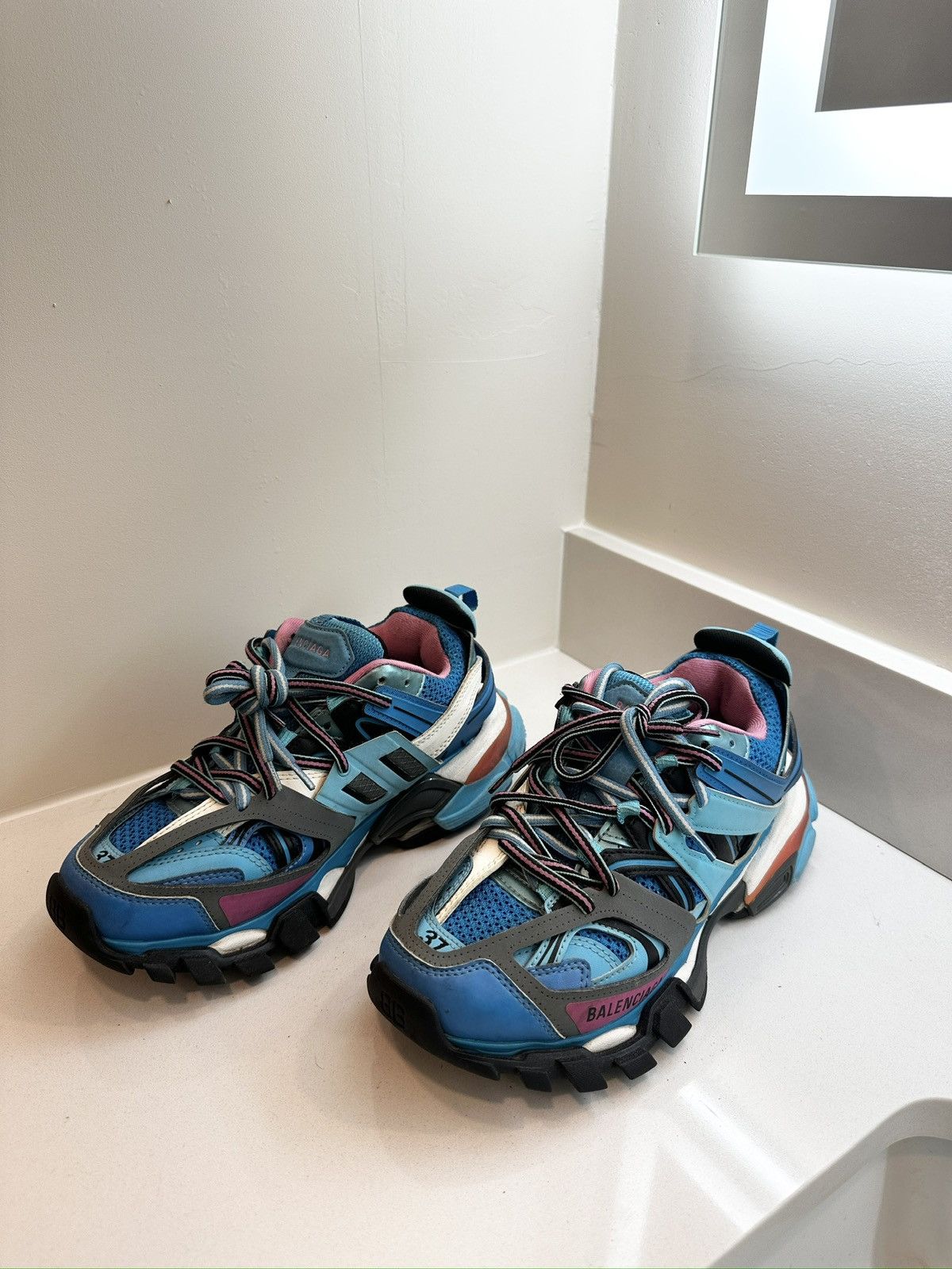 Balenciaga Balenciaga Track Trainer 'Light Blue Pink' Size US 7 / IT 37 - 1 Thumbnail