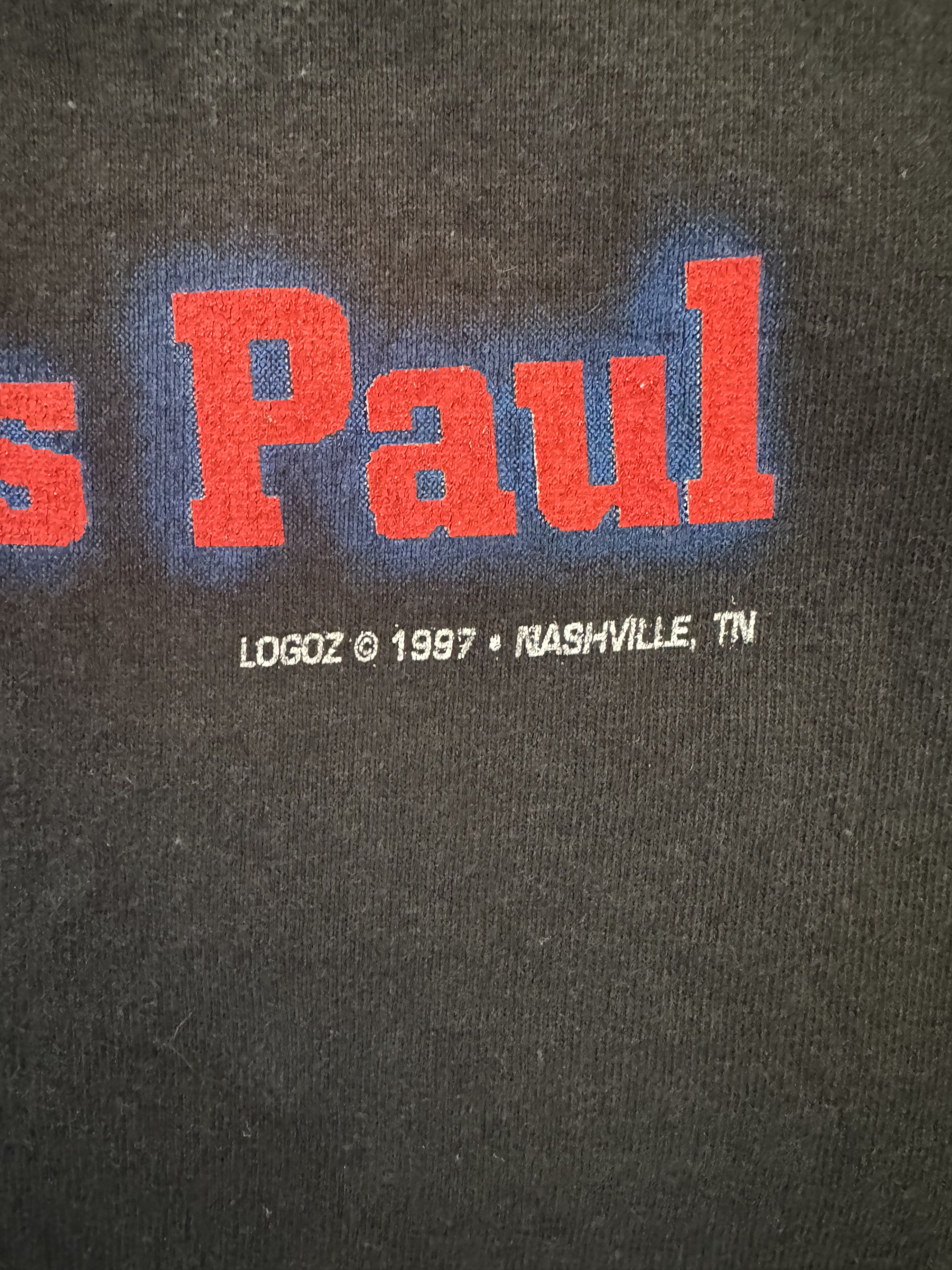 Fruit Of The Loom Vintage 1997 Ace Frehley Signature Gibson Les Paul T-shirt Size US XL / EU 56 / 4 - 7 Thumbnail