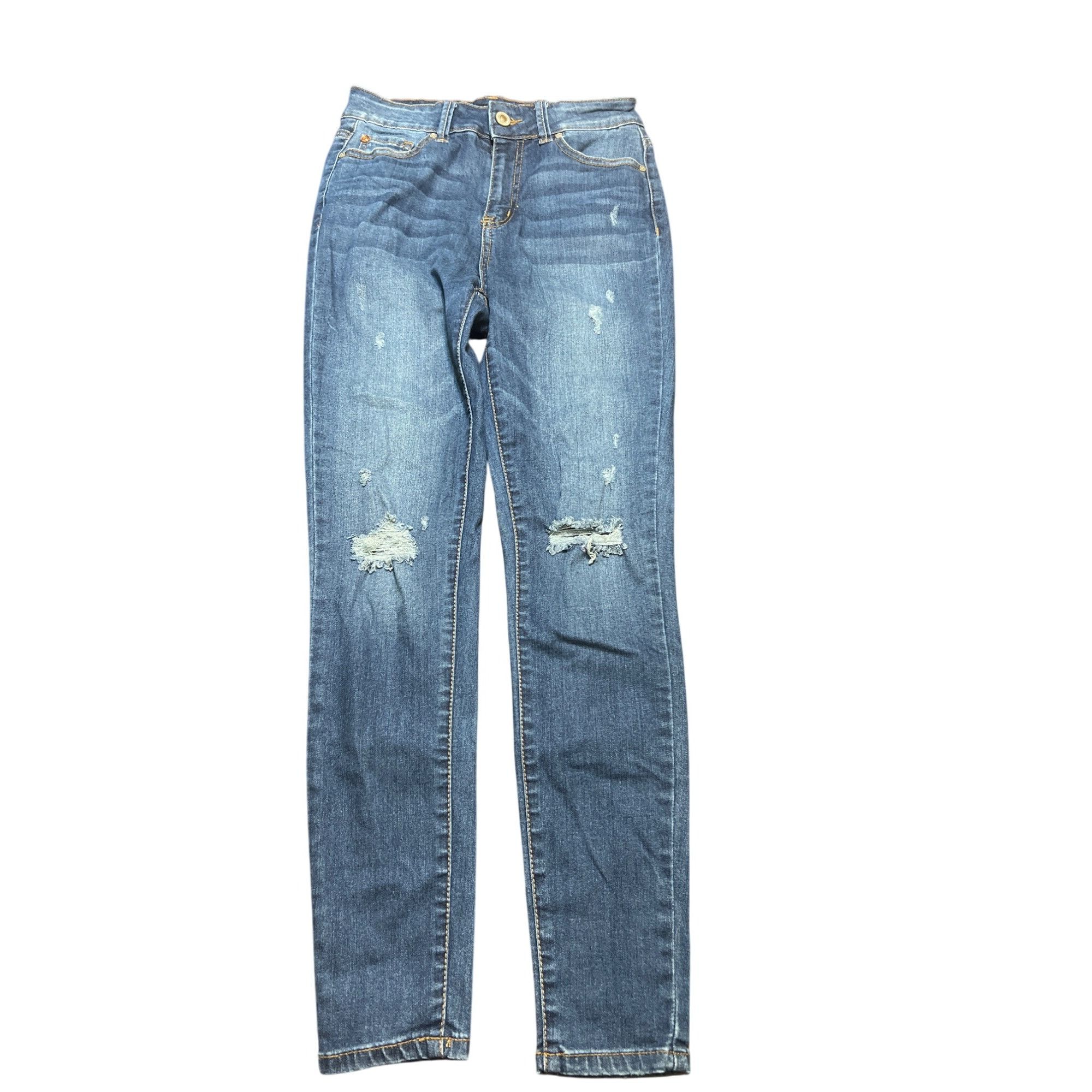 Other Enjean Denim Co. Distressed Skinny Jeans Blue Denim Size 3 Size 24" / US 00 / IT 34 - 1 Thumbnail