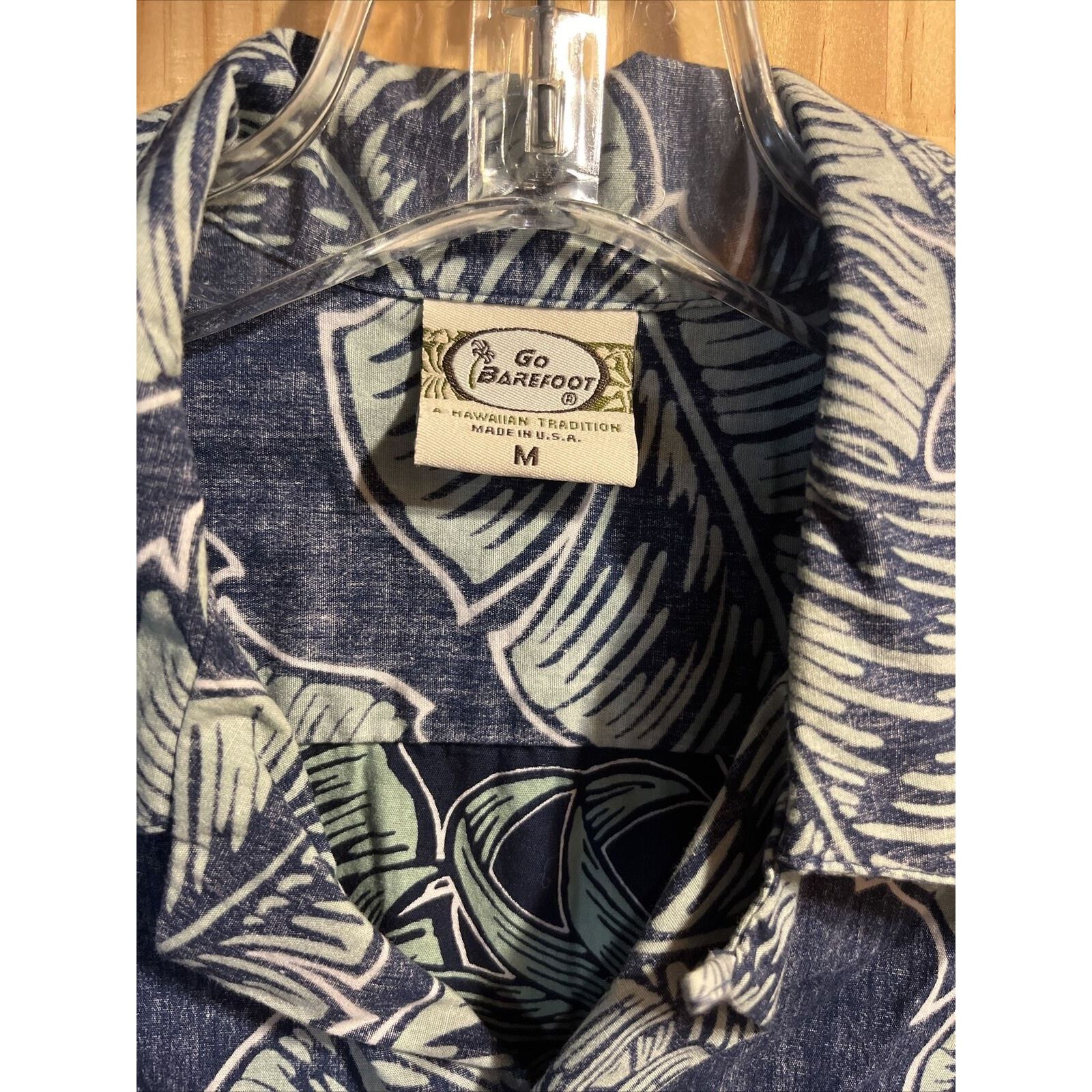 Other Go Barefoot Men’s M Blue Floral SS Cotton Hawaiian Shirt Size US M / EU 48-50 / 2 - 2 Thumbnail