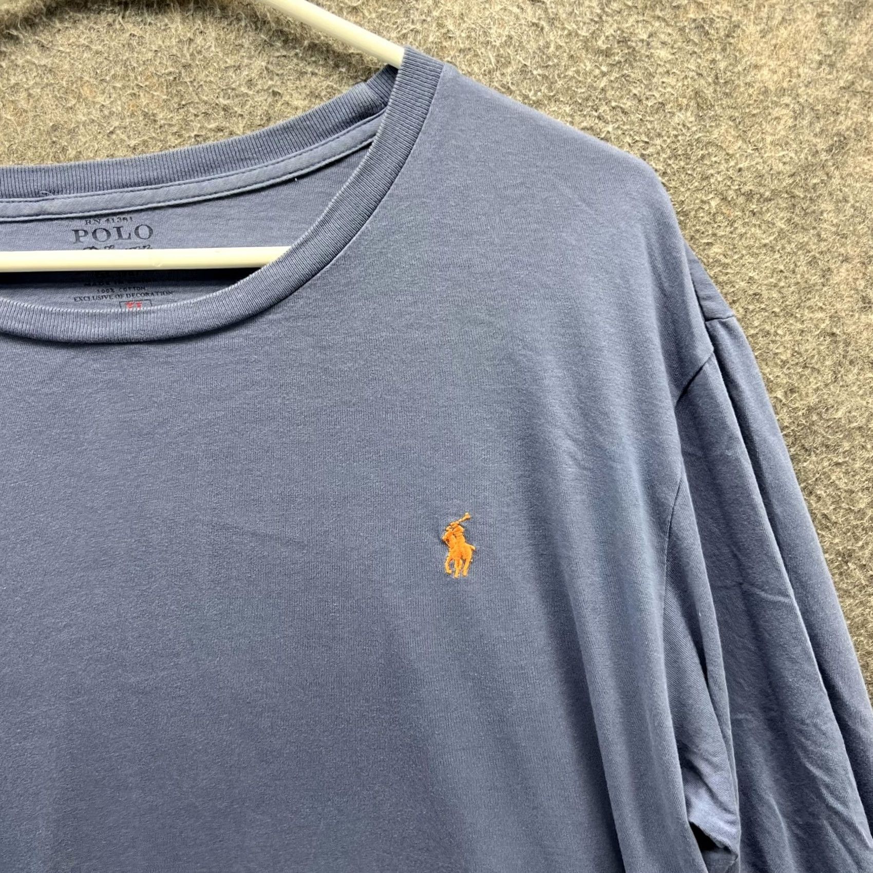 Polo Ralph Lauren Polo Ralph Lauren Shirt Mens XL Blue Long Sleeve Crewneck Pony Logo Tagless Tee Size US XL / EU 56 / 4 - 7 Thumbnail