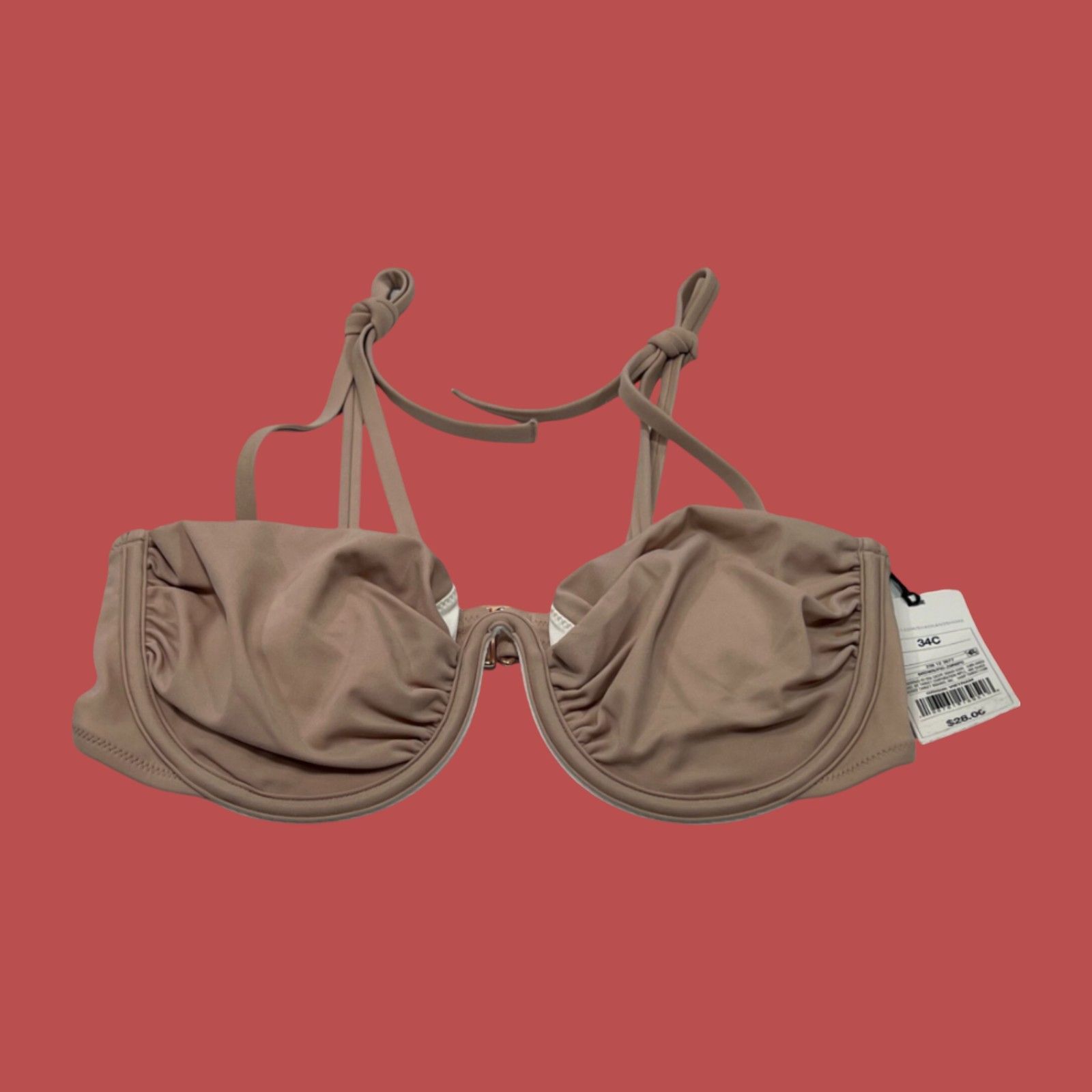 Other Shade & Shore Women's Shoulder Tie Shirred Underwire Bikini Size ONE SIZE - 3 Thumbnail