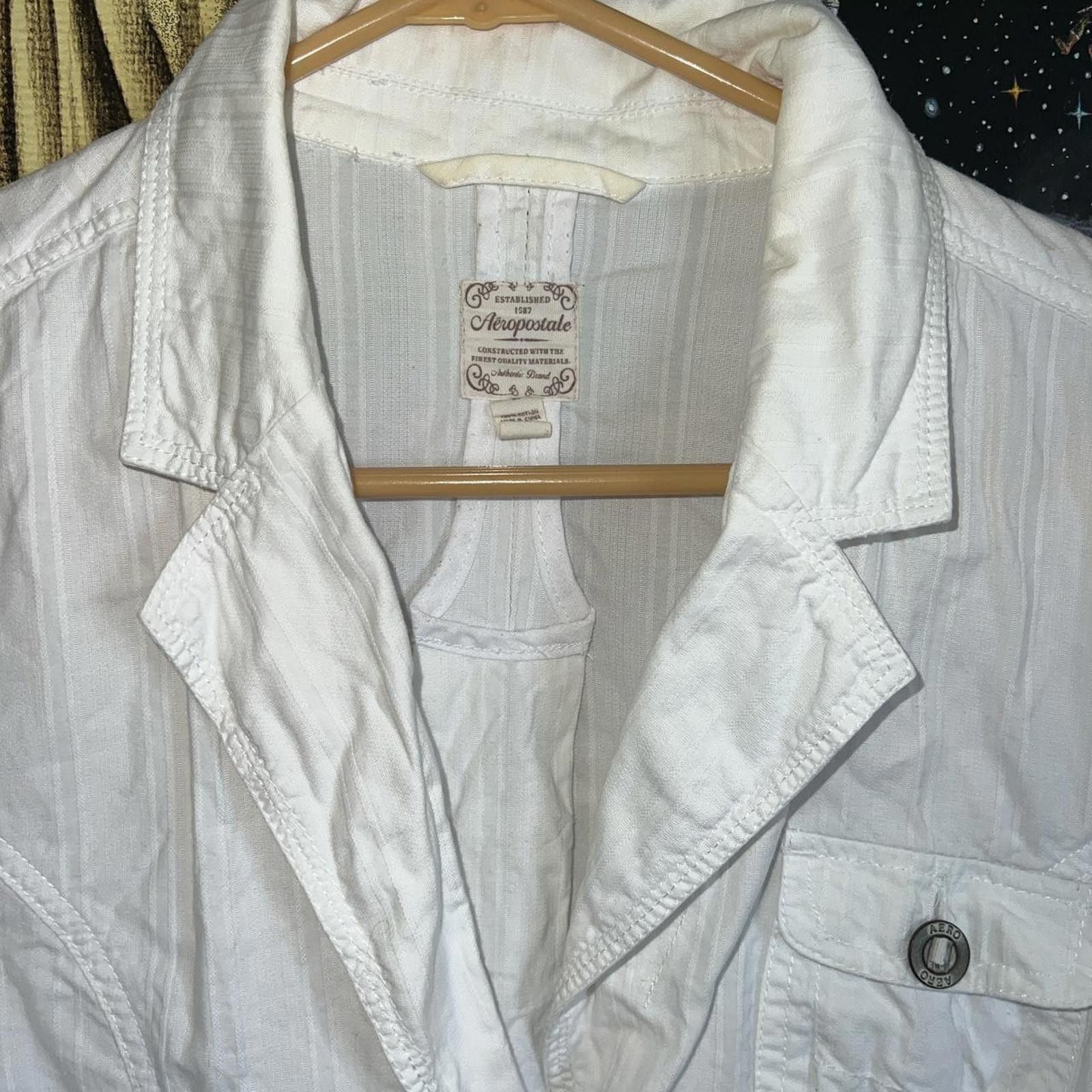 Aeropostale White lightweight cotton blazer Size L / US 10 / IT 46 - 4 Thumbnail