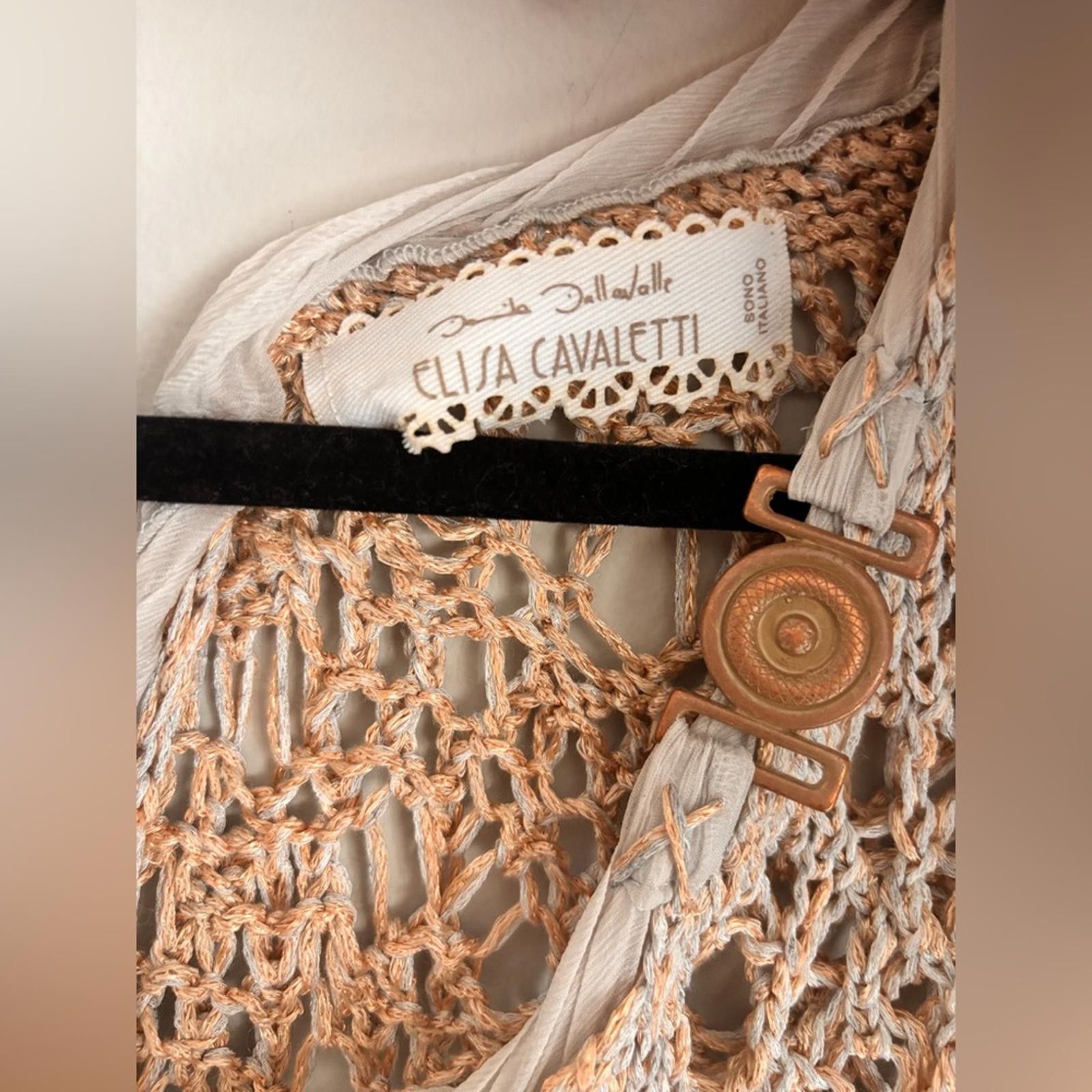 Designer Limited Edition Beige Crochet Knit Top Size L / US 10 / IT 46 - 2 Thumbnail