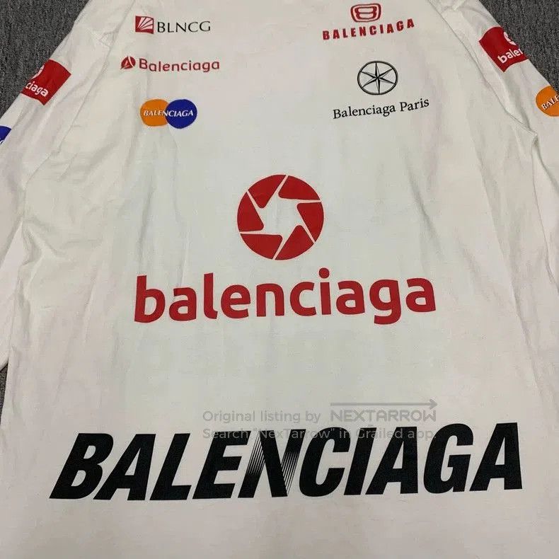 Balenciaga Balenciaga White Multi-Logo Racing Longsleeve. Size US XS / EU 42 / 0 - 6 Thumbnail