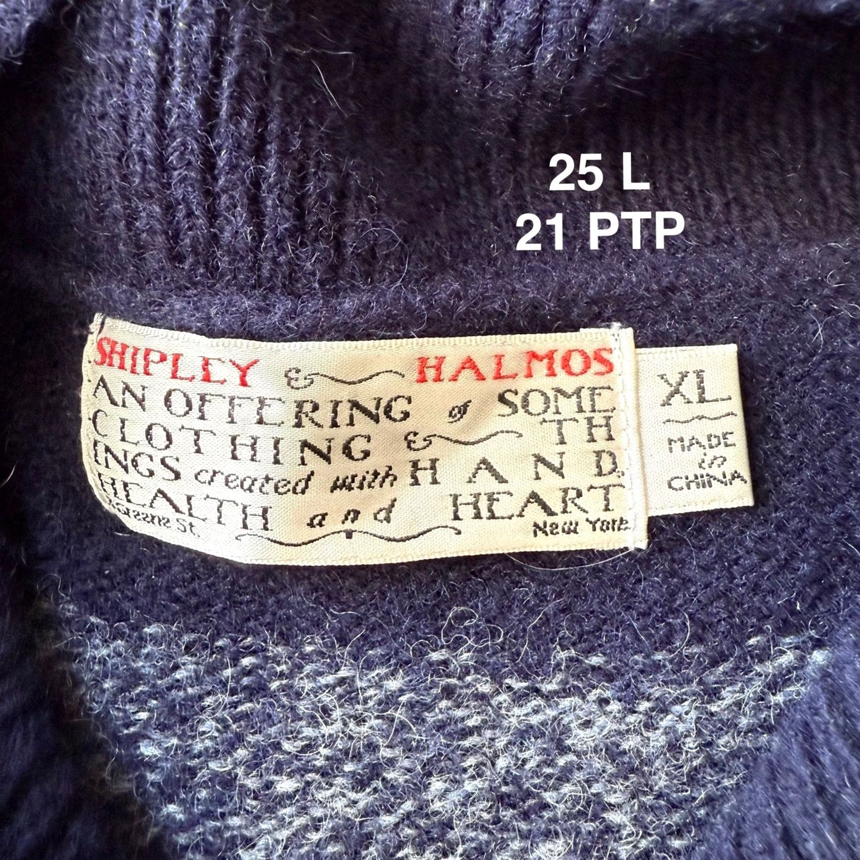 Vintage VINTAGE Shipley & Halmos Sweater XL Blue Striped Wool Pullover Shawl Collar Outerwear Size US XL / EU 56 / 4 - 7 Thumbnail