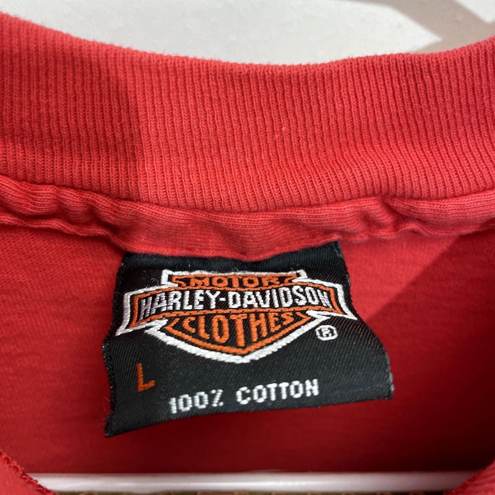 Harley Davidson VINTAGE Harley-Davidson T Shirt Mens L Red 90s Biker Motorcycle Logo Double-Sided Crew Neck Short Sleeve Cotton Knit Ready for Wear Size US L / EU 52-54 / 3 - 2 Thumbnail