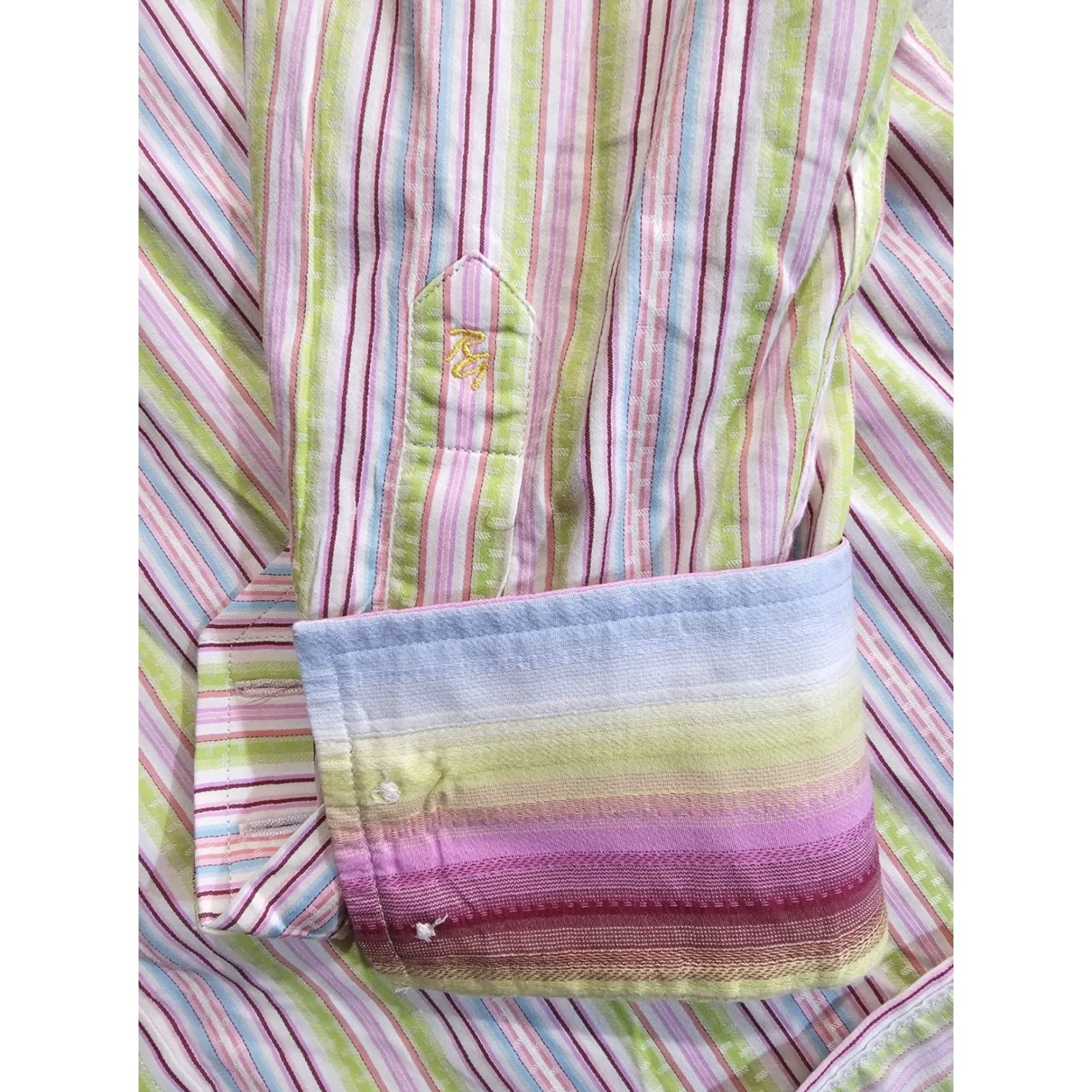 Robert Graham Robert Graham Signature Button Up Dress Shirt Multicolor Design Barrel Cuffs Lg Mens Size 42R - 6 Thumbnail