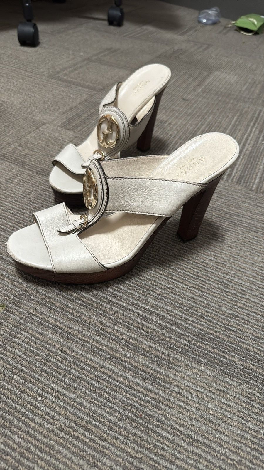 Gucci Guccis white heels Size US 8 / IT 38 - 3 Thumbnail