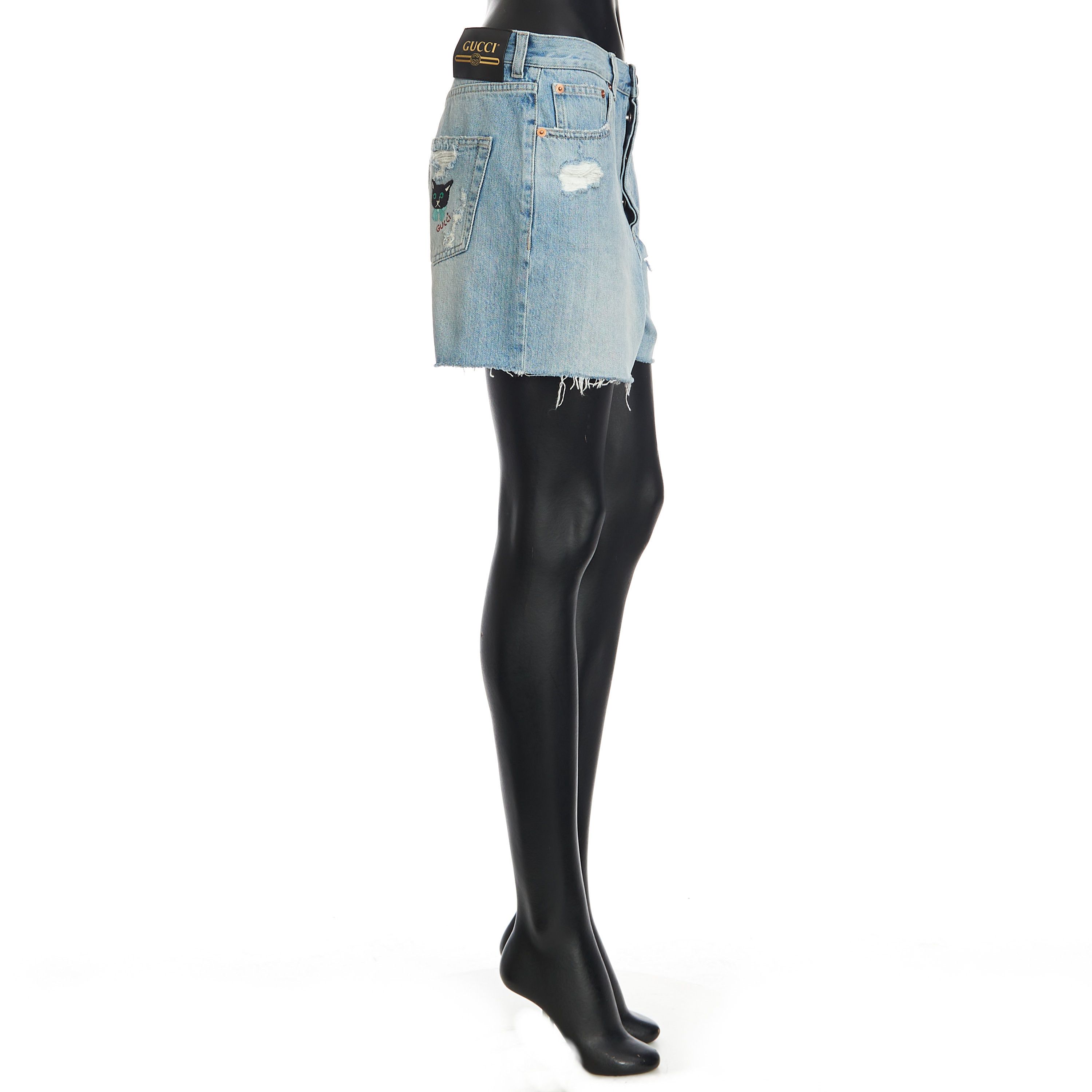 Gucci Denim Shorts With Logo In Blue Cotton Size 29" - 7 Thumbnail