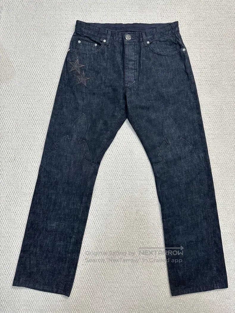 Chrome Hearts CHROME HEARTS 32 Star leather flame jeans Size US 32 / EU 48 - 1 Thumbnail