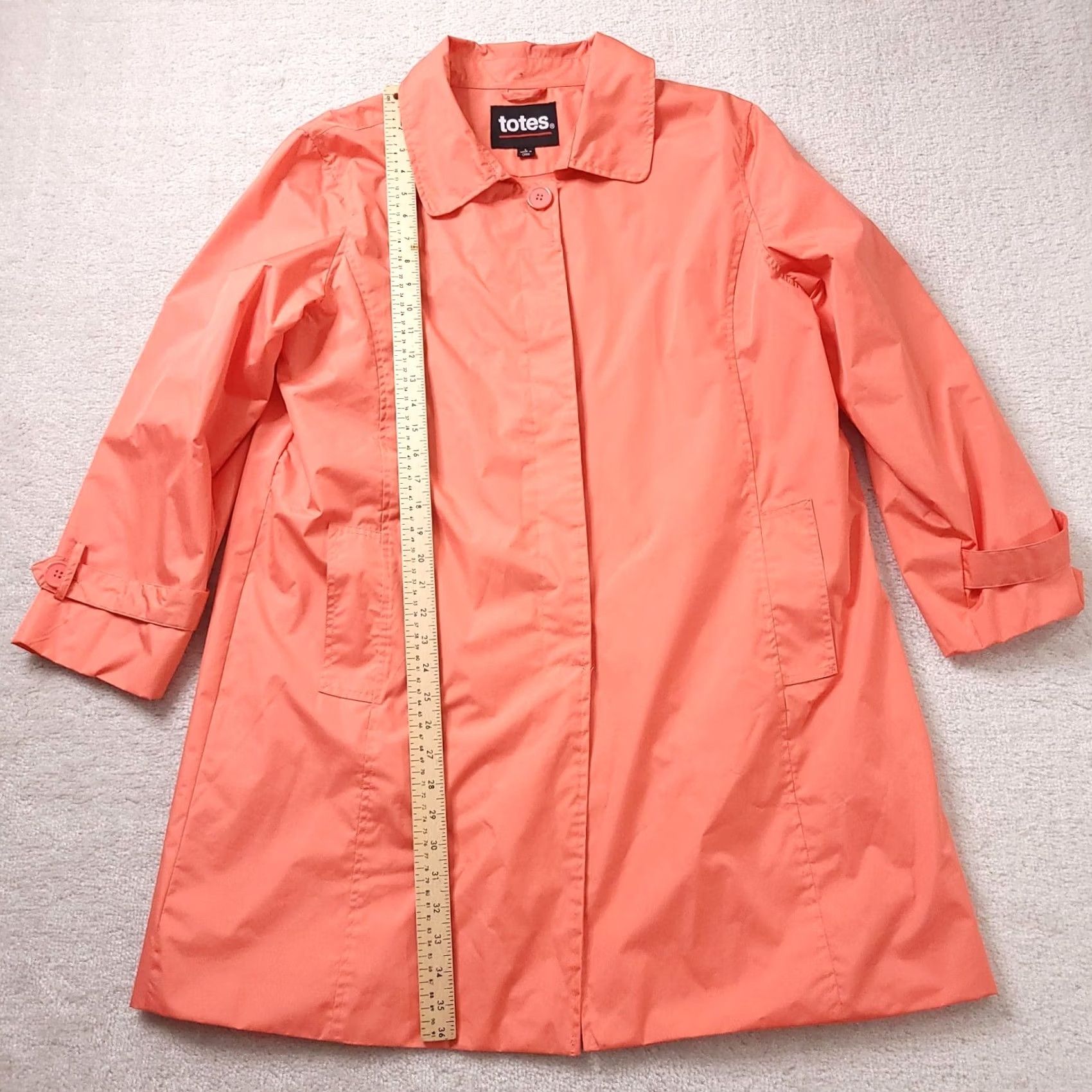 Vintage Totes Womens Orange Long Sleeves Pockets Button Up Rain Coat Large Coat Mens? Size L / US 10 / IT 46 - 4 Thumbnail