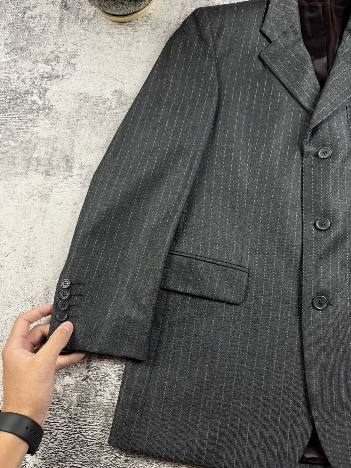 Chester Barrie Chester Barrie Striped Wool 38/96 cm Size Classic Blazer Jacket Trousers Suit Size 38S - 9 Thumbnail