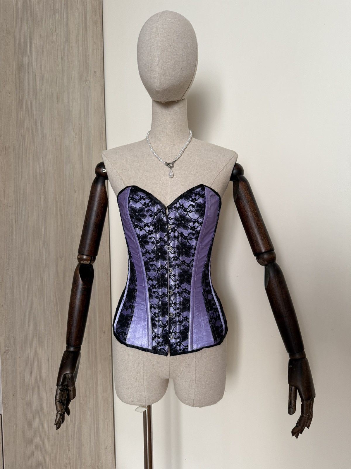 Other Cottelli Collection Purple Satin & Black Lace Corset Size S Size S / US 4 / IT 40 - 1 Thumbnail