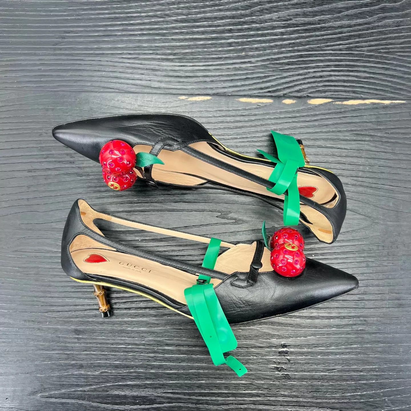 Gucci Gucci Cherry Heels Women's 37.5 With Box Size US 7 / IT 37 - 7 Thumbnail