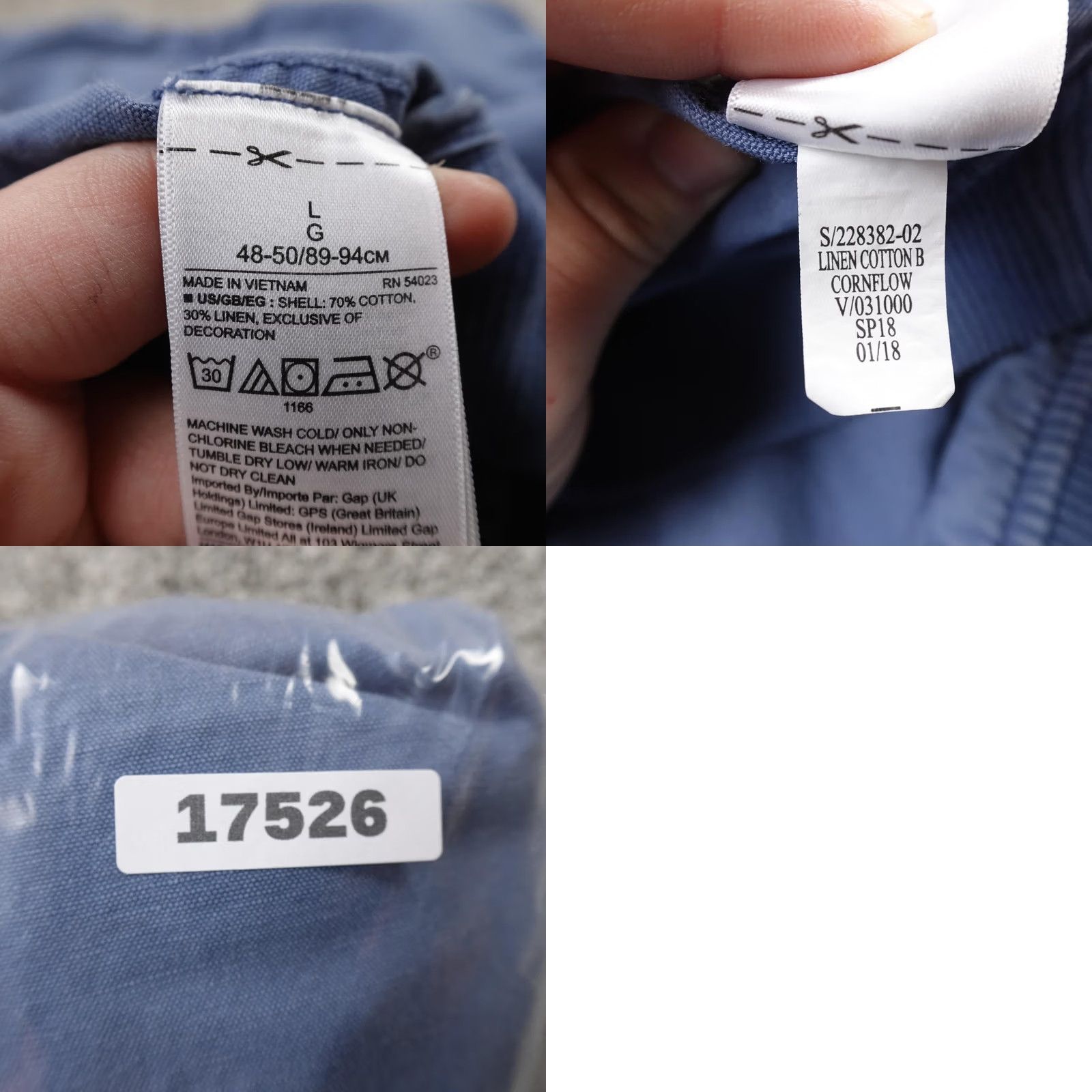 Gap GAP Jacket Mens L Blue Linen Denim Chambray Full Zip Bomber Coat Casual Shirt? Size US L / EU 52-54 / 3 - 8 Thumbnail