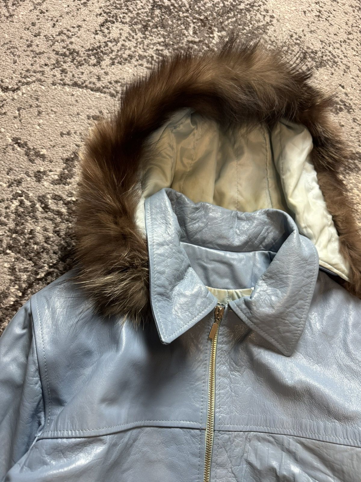 Designer × Vintage Vintage Y2K Vera Pelle Poell Style Fuzzy Fur Hood Leather Size US M / EU 48-50 / 2 - 10 Thumbnail