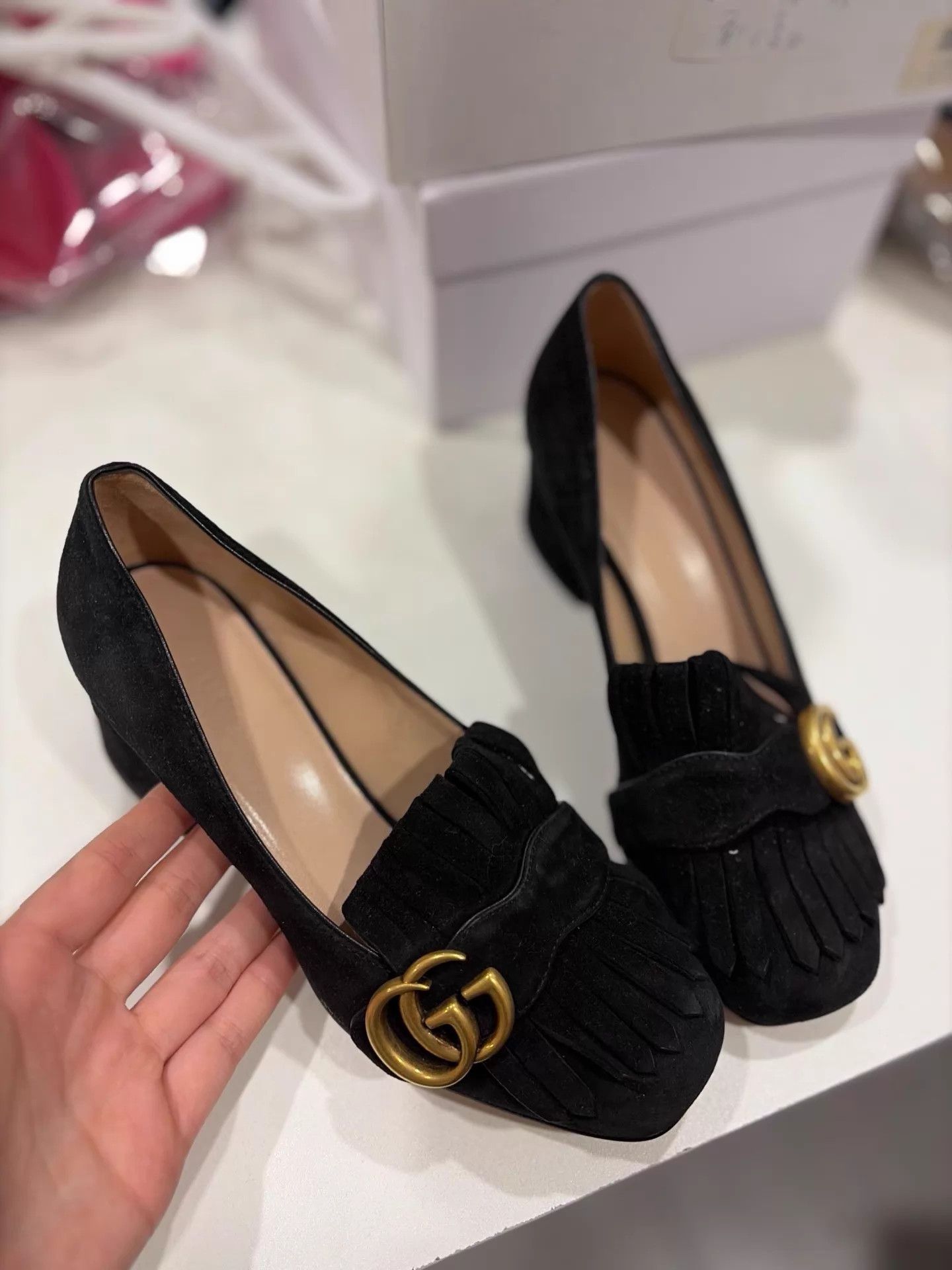 Gucci Gucci Black Suede Block Heel Mary Jane Size 35 (New) Size US 4.5 / IT 34.5 - 1 Thumbnail