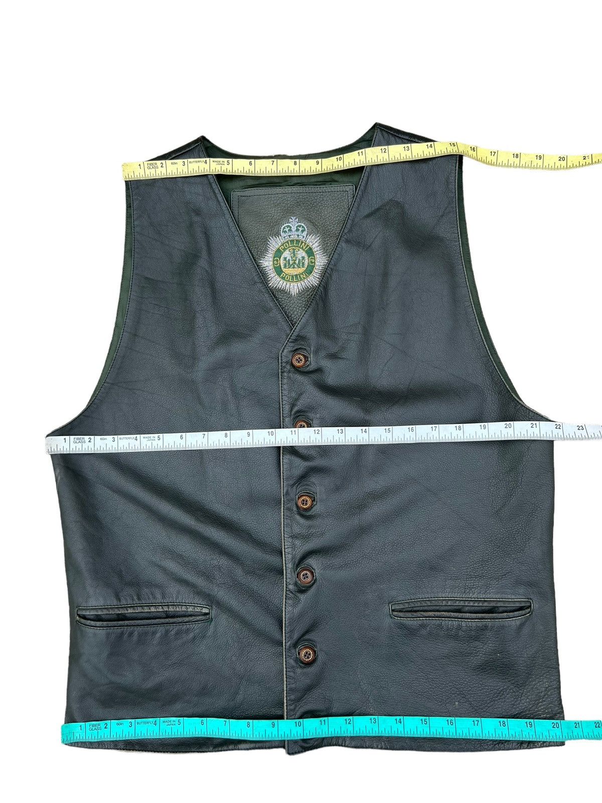 Leather Vintage Pollini Patina Leather Vest Size US L / EU 52-54 / 3 - 2 Thumbnail