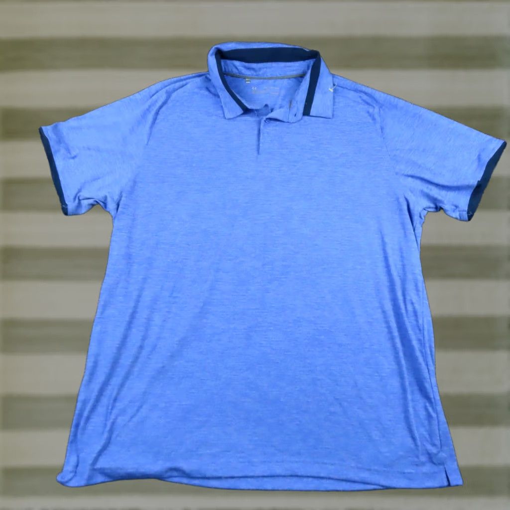 Under Armour Heatgear Golf Polo Shirt Mens 2XL Blue Short Sleeve Performance Clean Nike-Like Space, Men's (Size Xxl)