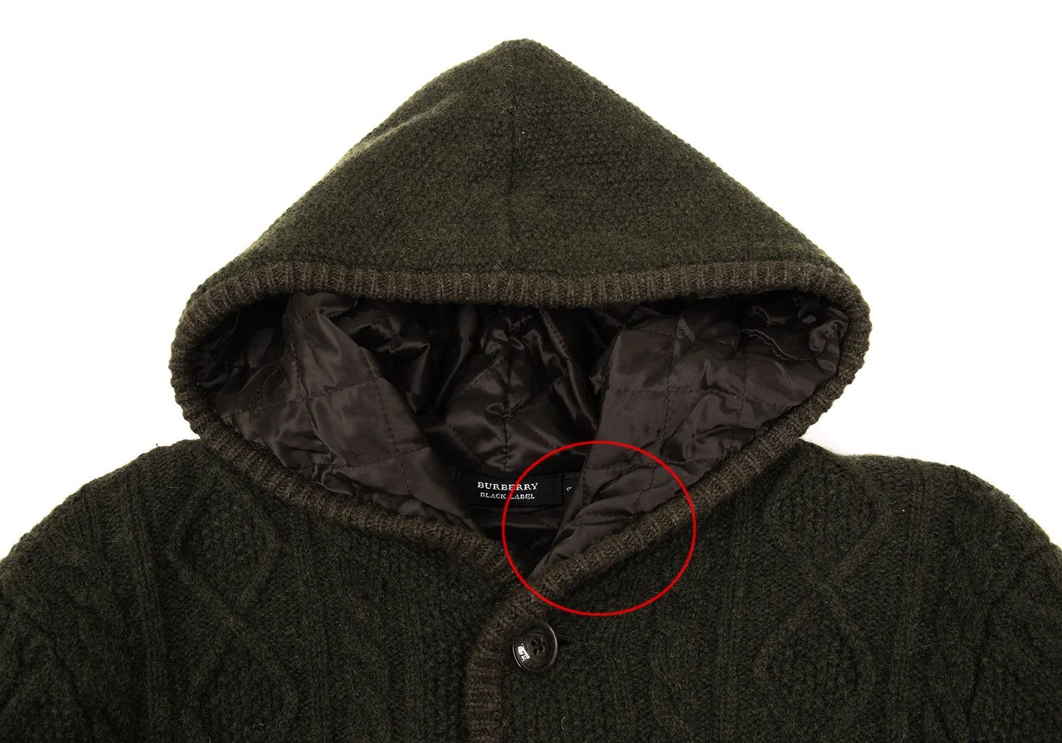 Burberry Quilted Lined Hooded Cable Knit Jacket in Khaki Brown Size US M / EU 48-50 / 2 - 3 Thumbnail
