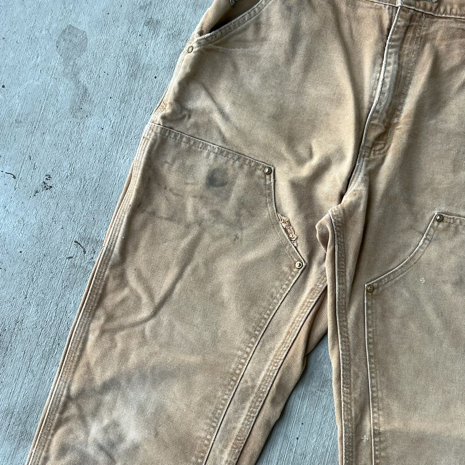 Carhartt × Vintage Carhartt faded brown double knee work wear carpenter pants Size US 31 - 4 Thumbnail