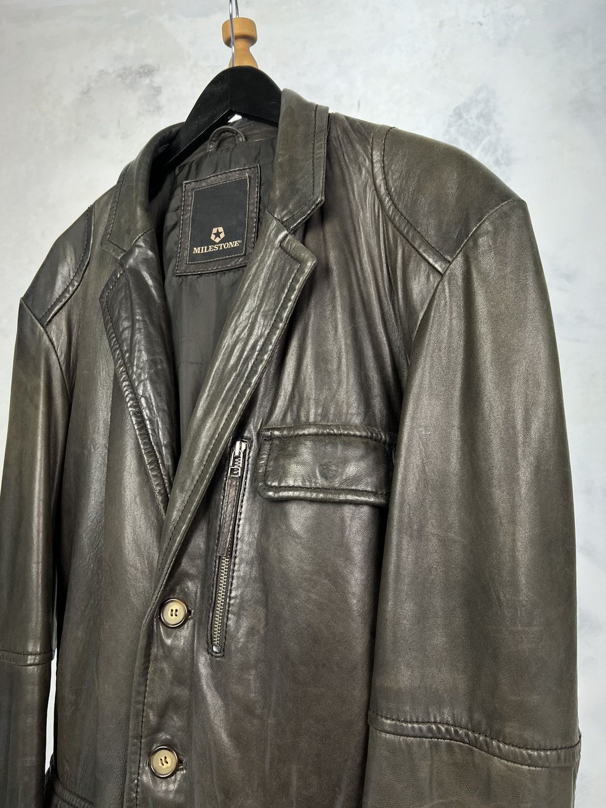 Milestone Milestone Leather Blazer Jacket Size L - XL Size US XL / EU 56 / 4 - 3 Thumbnail