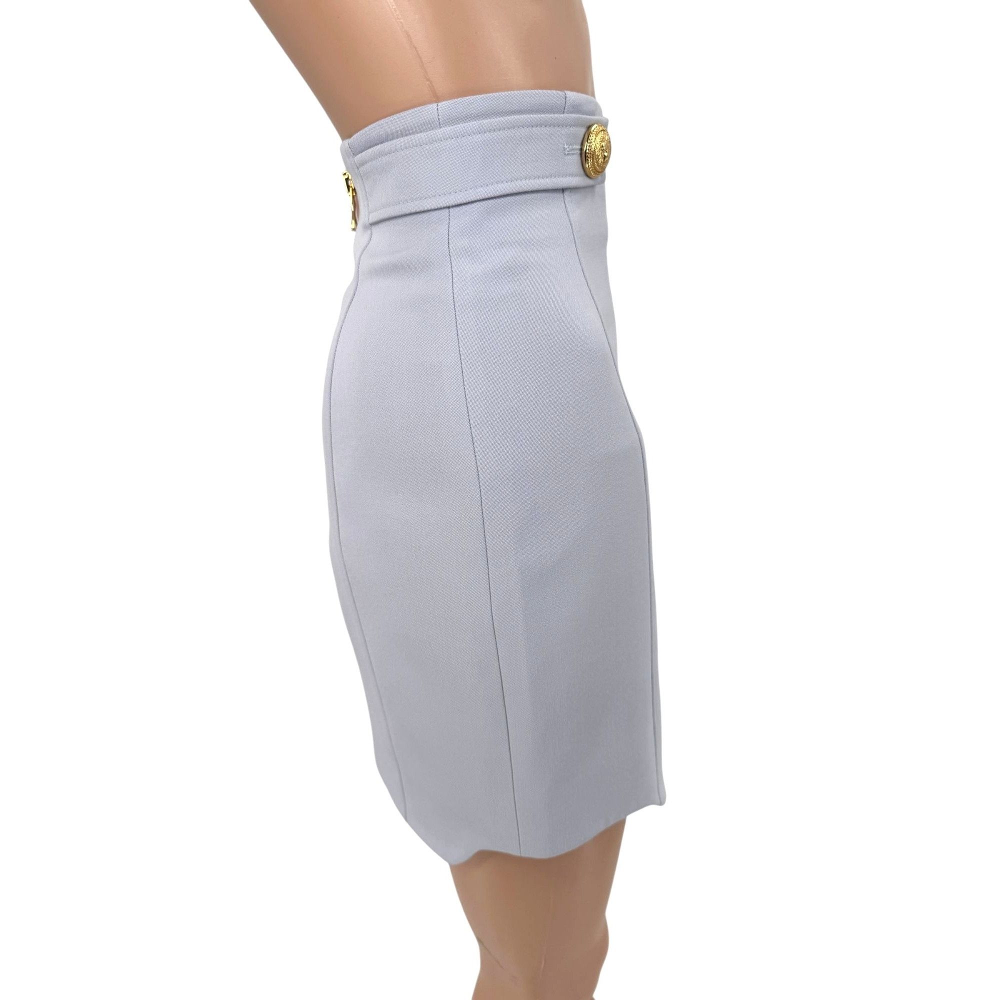 Balmain Balmain Wool Mini Skirt Lilac Gold Button FR34 NWTUS2 Size 26" / US 2 / IT 38 - 3 Thumbnail
