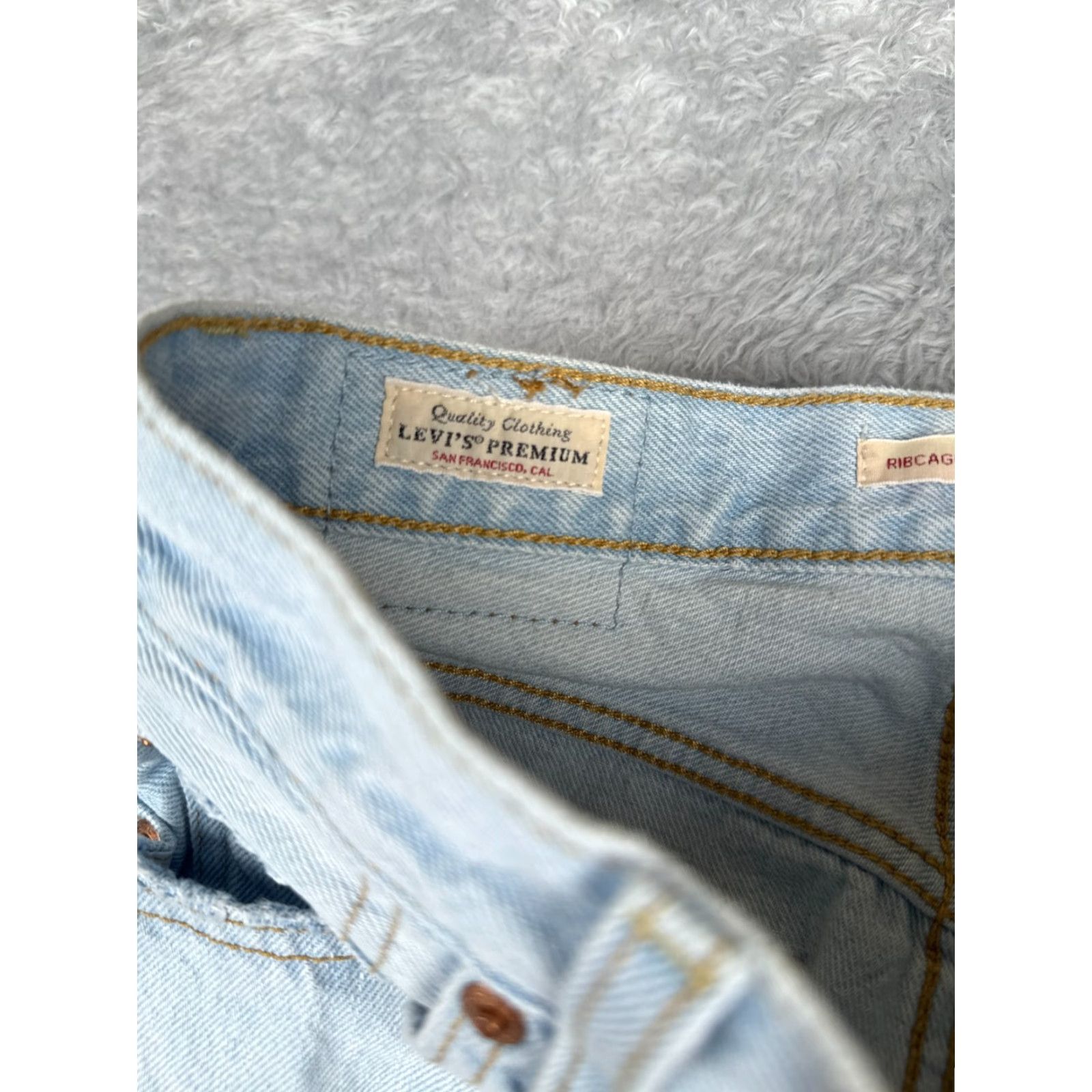 Levi's Levis Premium Pants Women 25 Blue Denim Jeans Big E Ribcage Straight Ankle 25x26 Size 42" / US 20 - 7 Thumbnail