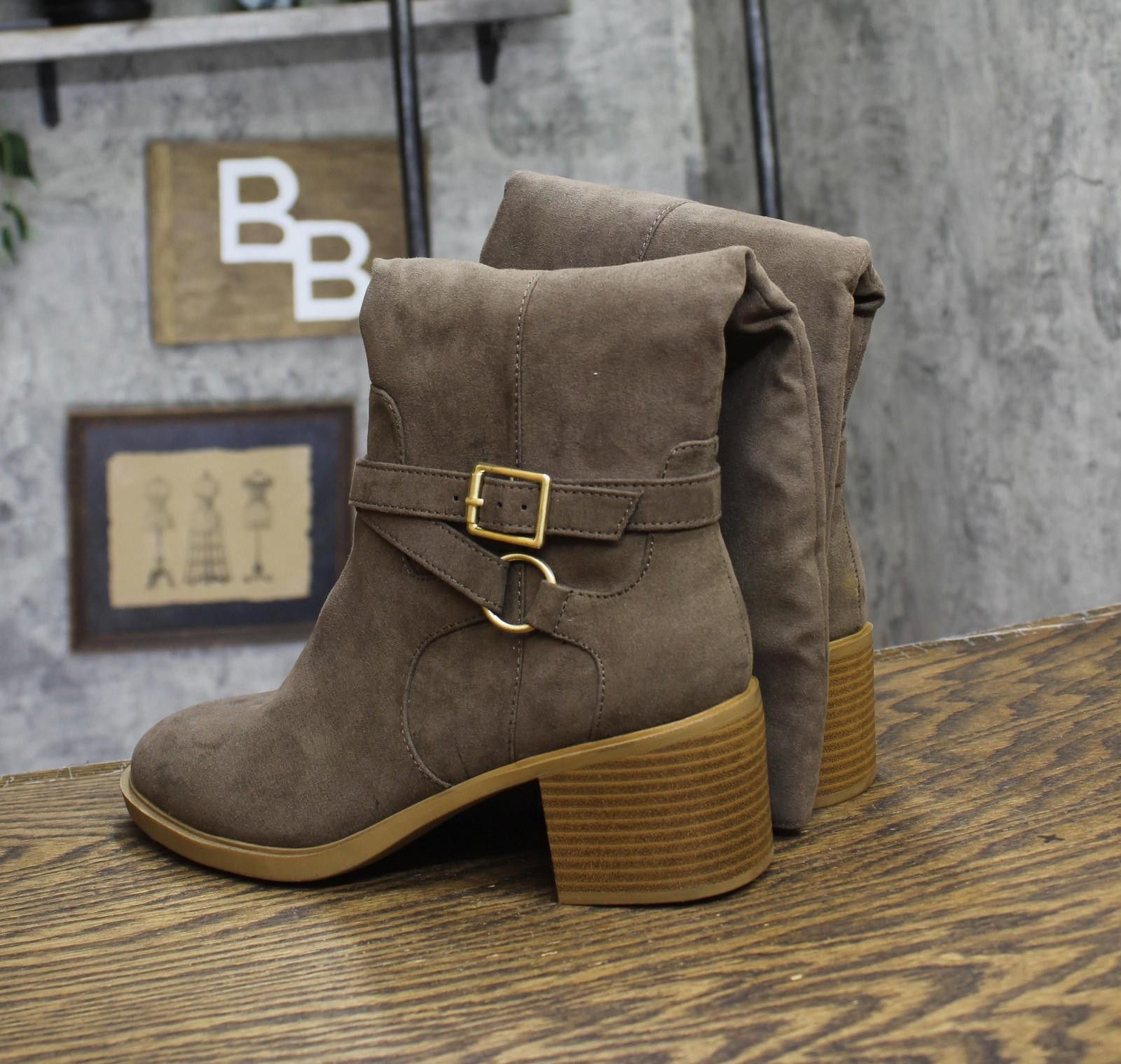 Style & Co New Style & Co. Heel Boots Dark Taupe Microsuede Brown 7m Size US 7 / IT 37 - 3 Thumbnail