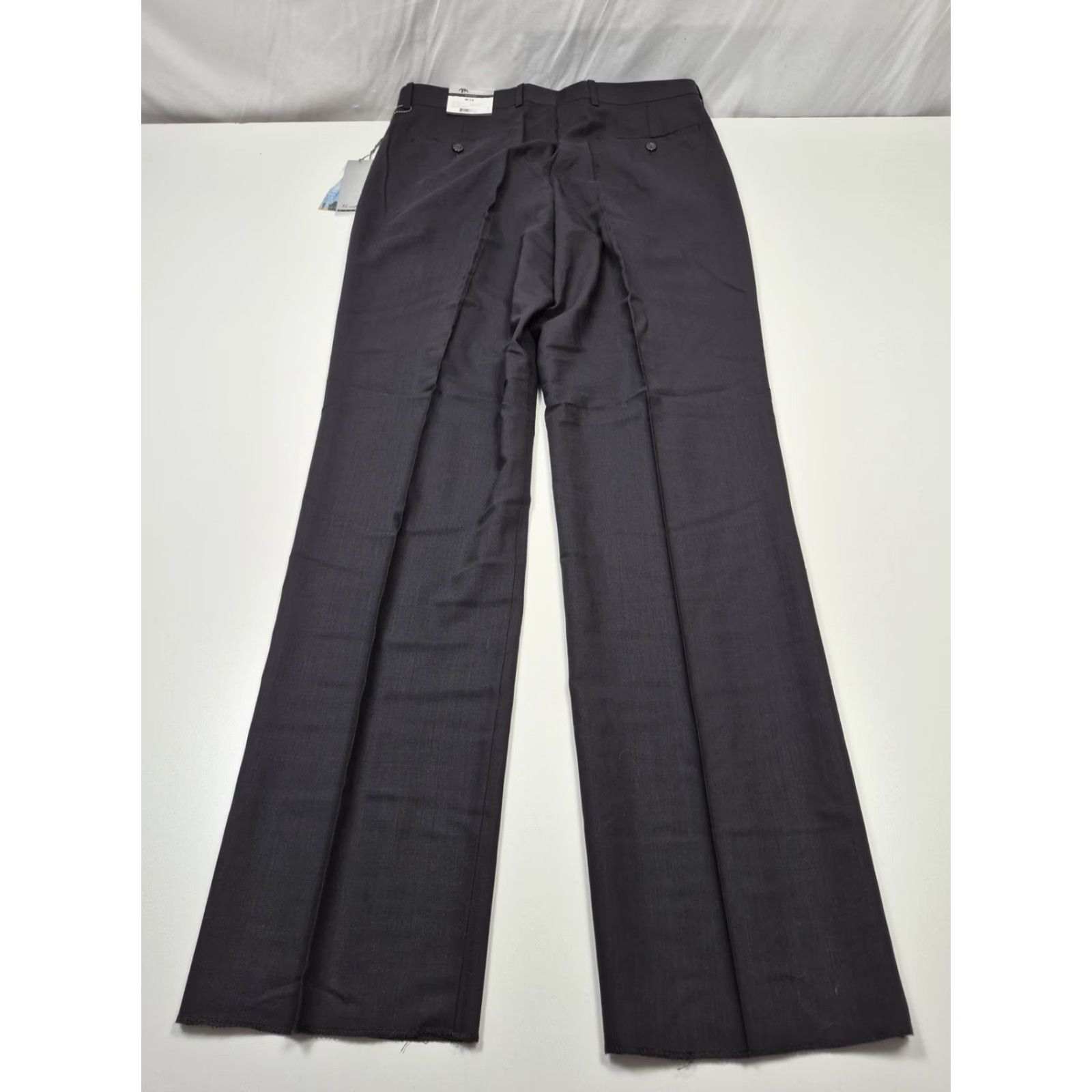 Vintage Montefino Dress Pants Mens 36x36 Black Wool Flat Front Unhemmed Super 120's NWT Size US 36 / EU 52 - 6 Thumbnail