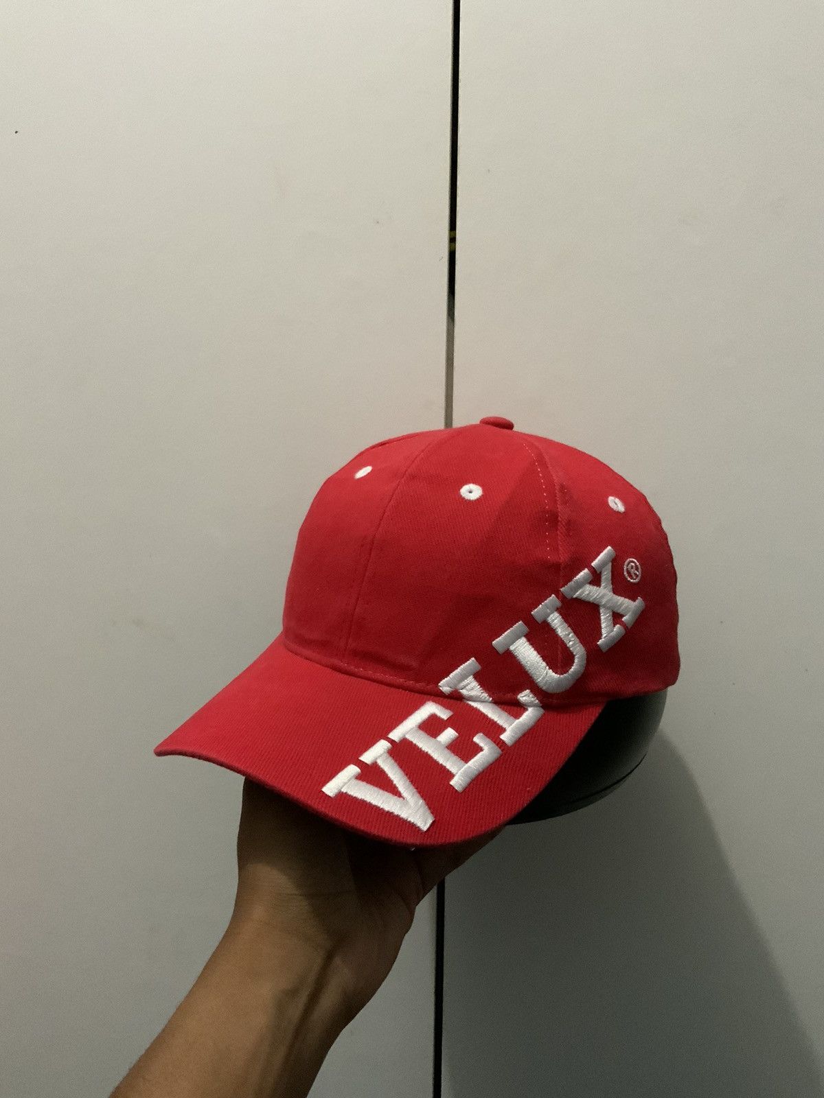 Vintage Velux Big Logo Embroidery Red Hat Cap Size ONE SIZE - 2 Thumbnail