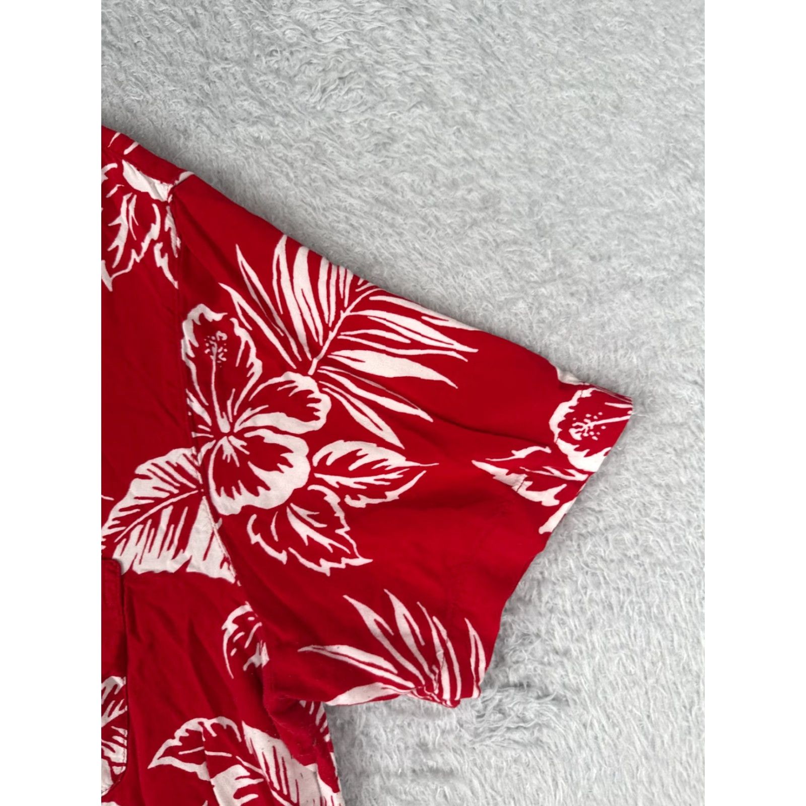 George George Shirt Adult Large Red White Floral Palm Button Up Hawaiian 100% Rayon Size US L / EU 52-54 / 3 - 2 Thumbnail