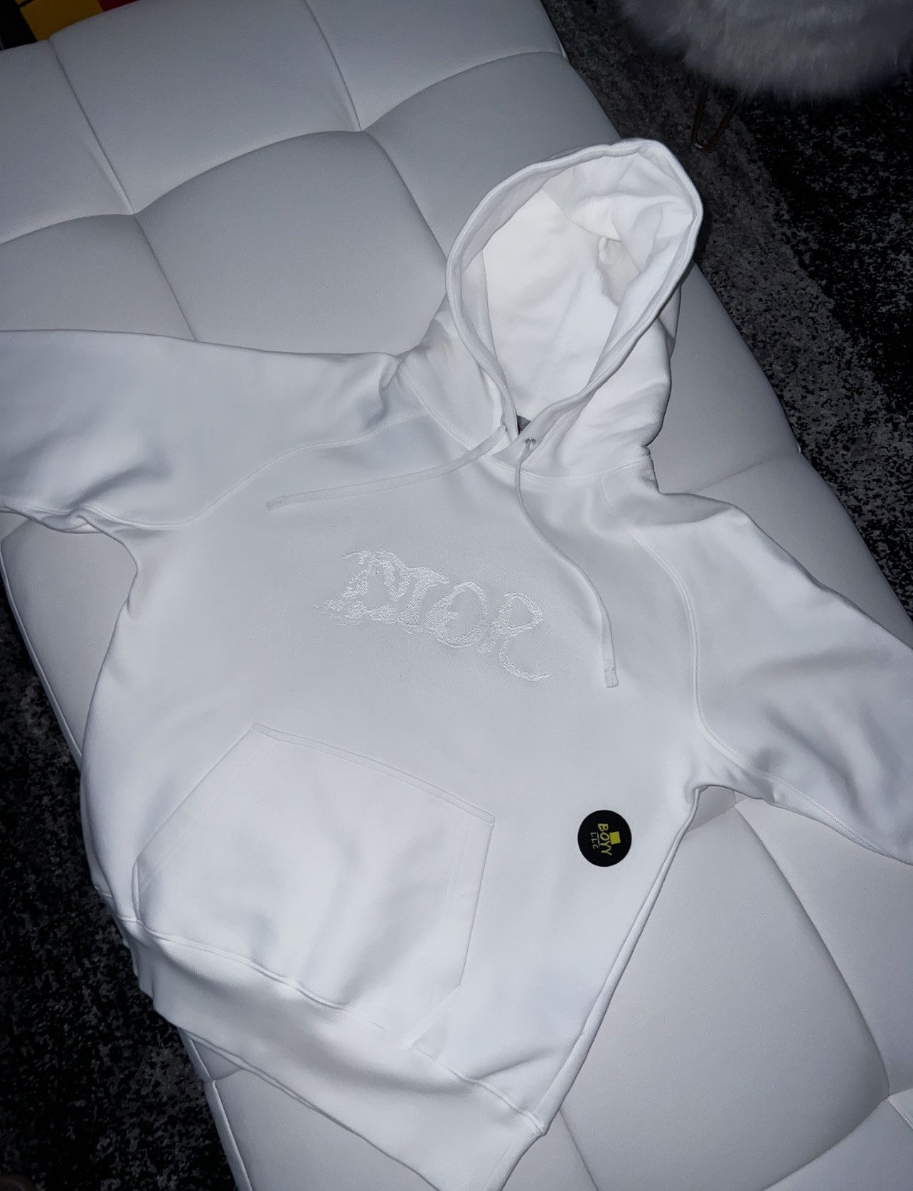 image of Dior X Peter Doig Logo Hoodie in White, Men's (Size Small)