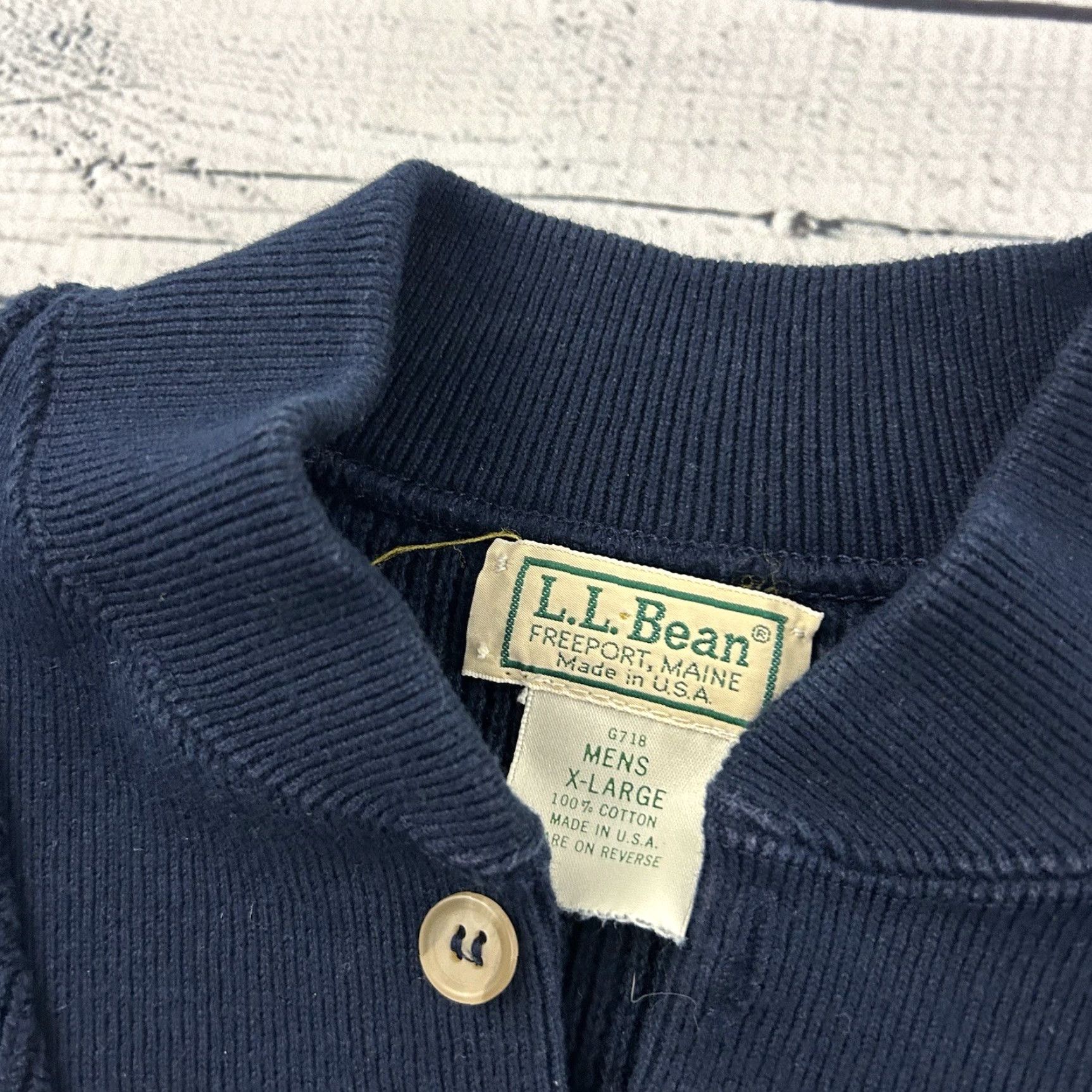 Vintage VINTAGE L.L. Bean Sweater Pullover Knit Cotton Mens XL Blue M made in USA Size US XL / EU 56 / 4 - 2 Thumbnail