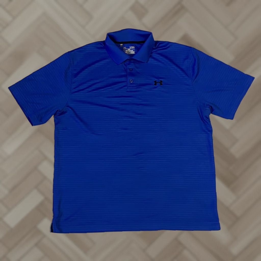 Under Armour Under Armour Men’s Blue Striped Short Sleeve Golf Polo Shirt XL size Size US XL / EU 56 / 4 - 1 Thumbnail