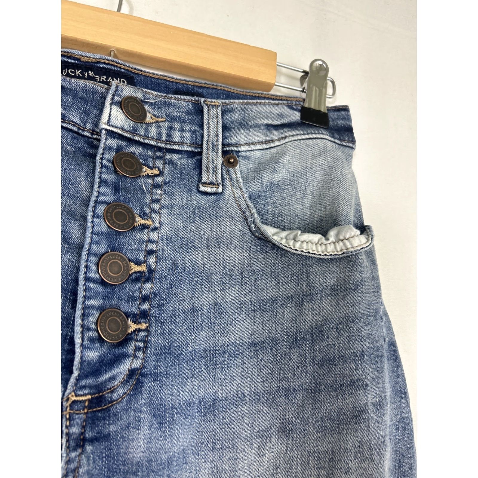 Lucky Brand Lucky Brand Jeans Skinny Bridgette Button Fly Denim 27x24 Womens 4 Blue Belt Pockets Size 27" / US 4 / IT 40 - 6 Thumbnail