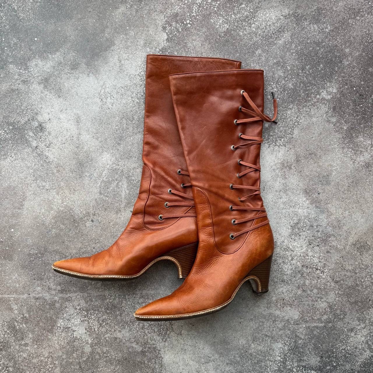 Dries Van Noten × Vintage Dries Van Noten Vero Cucio Vintage Leather Heel Boots Size US 7 / IT 37 - 13 Thumbnail