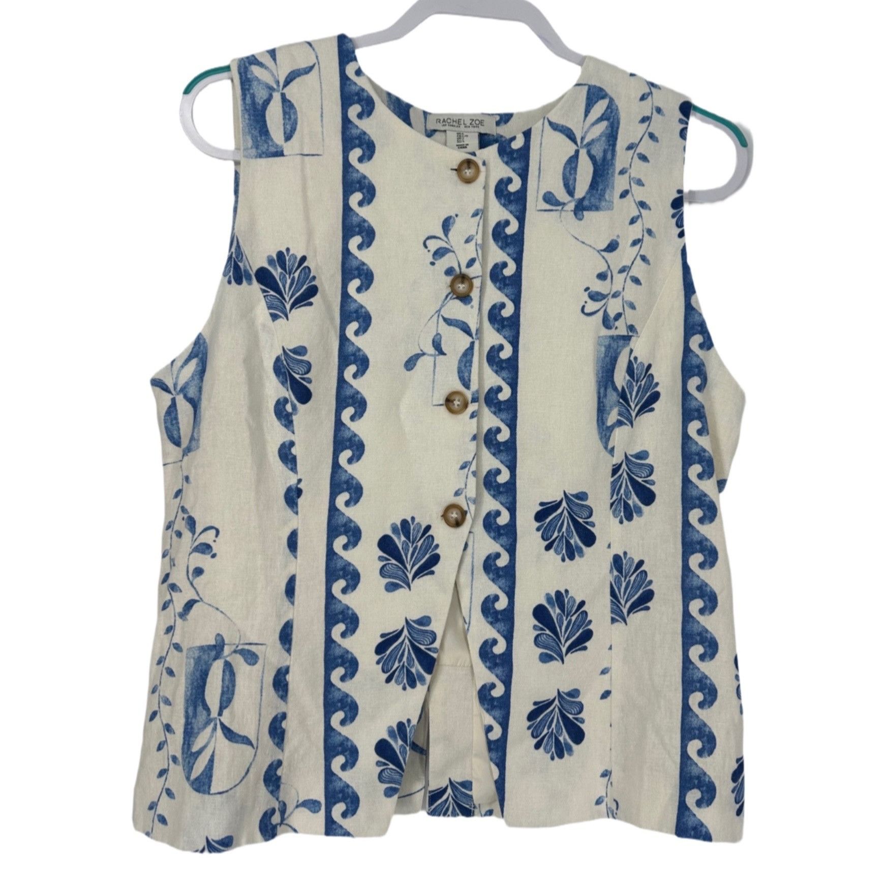 Rachel Zoe Rachel Zoe Linen Top - Mediterranean Print - NWT - L Size L / US 10 / IT 46 - 1 Thumbnail