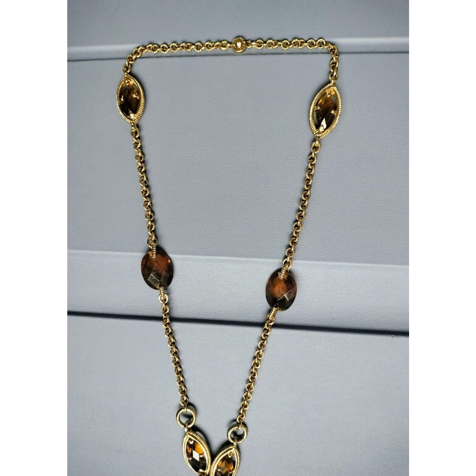 Monet Monet Necklace Vintage Gold Tone Brown Station Y Drop Size ONE SIZE - 7 Thumbnail