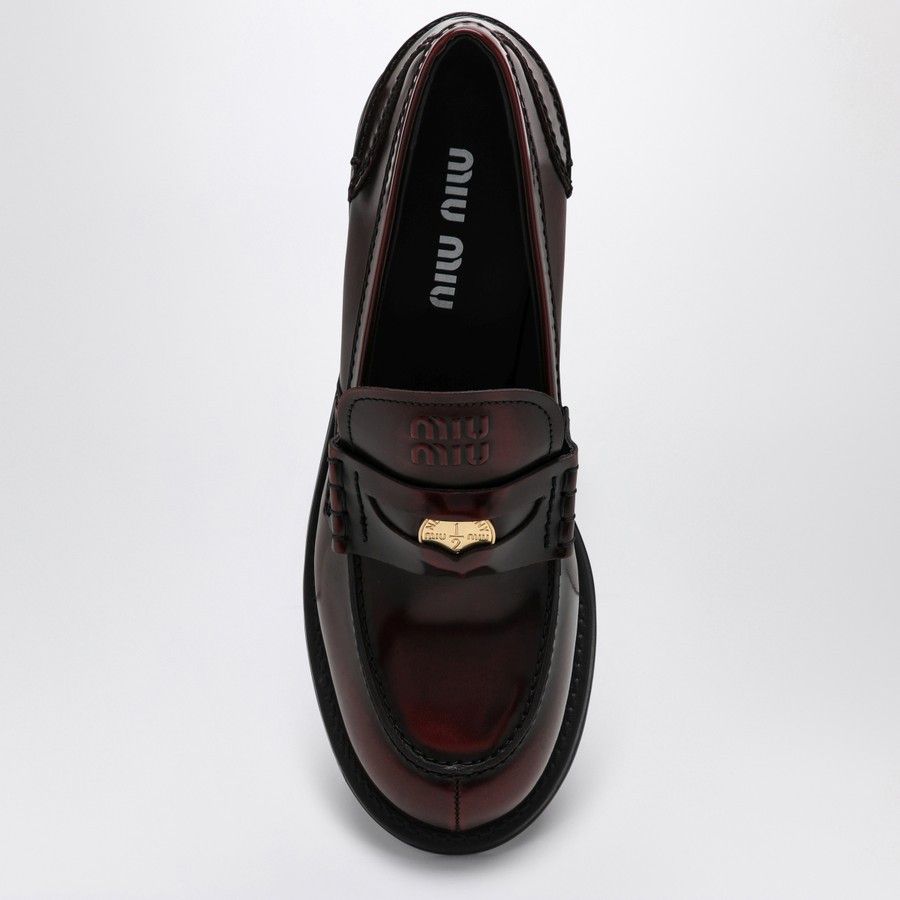 Miu Miu o1d2blof0924 Penny Loafer Leather in Burgandy Size US 7.5 / IT 37.5 - 3 Thumbnail