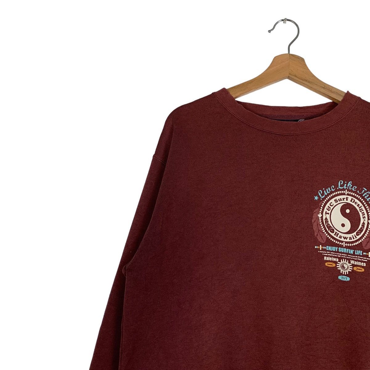 Japanese Brand T&C SURF DESIGNS Hawaii Big Logo Sweatshirts #0569-C26 Size US L / EU 52-54 / 3 - 8 Thumbnail