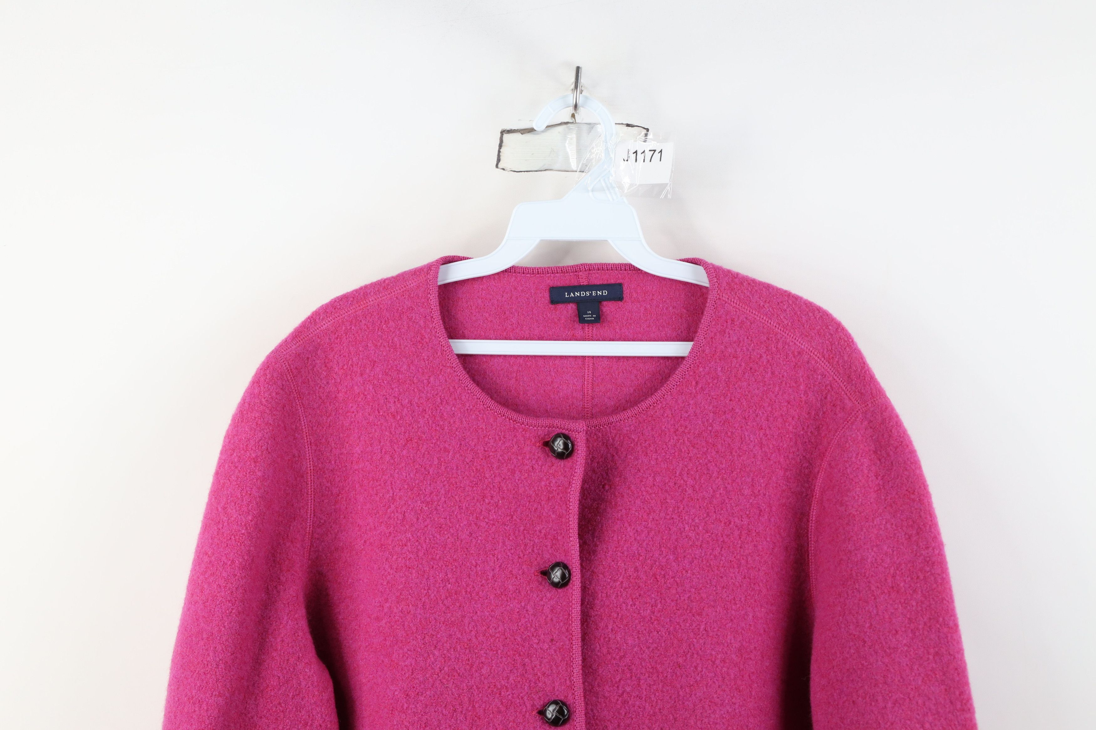 Lands' End Vintage Lands End Wool Button Blazer Sweater Jacket Jac Pink Size XL / US 12-14 / IT 48-50 - 2 Thumbnail