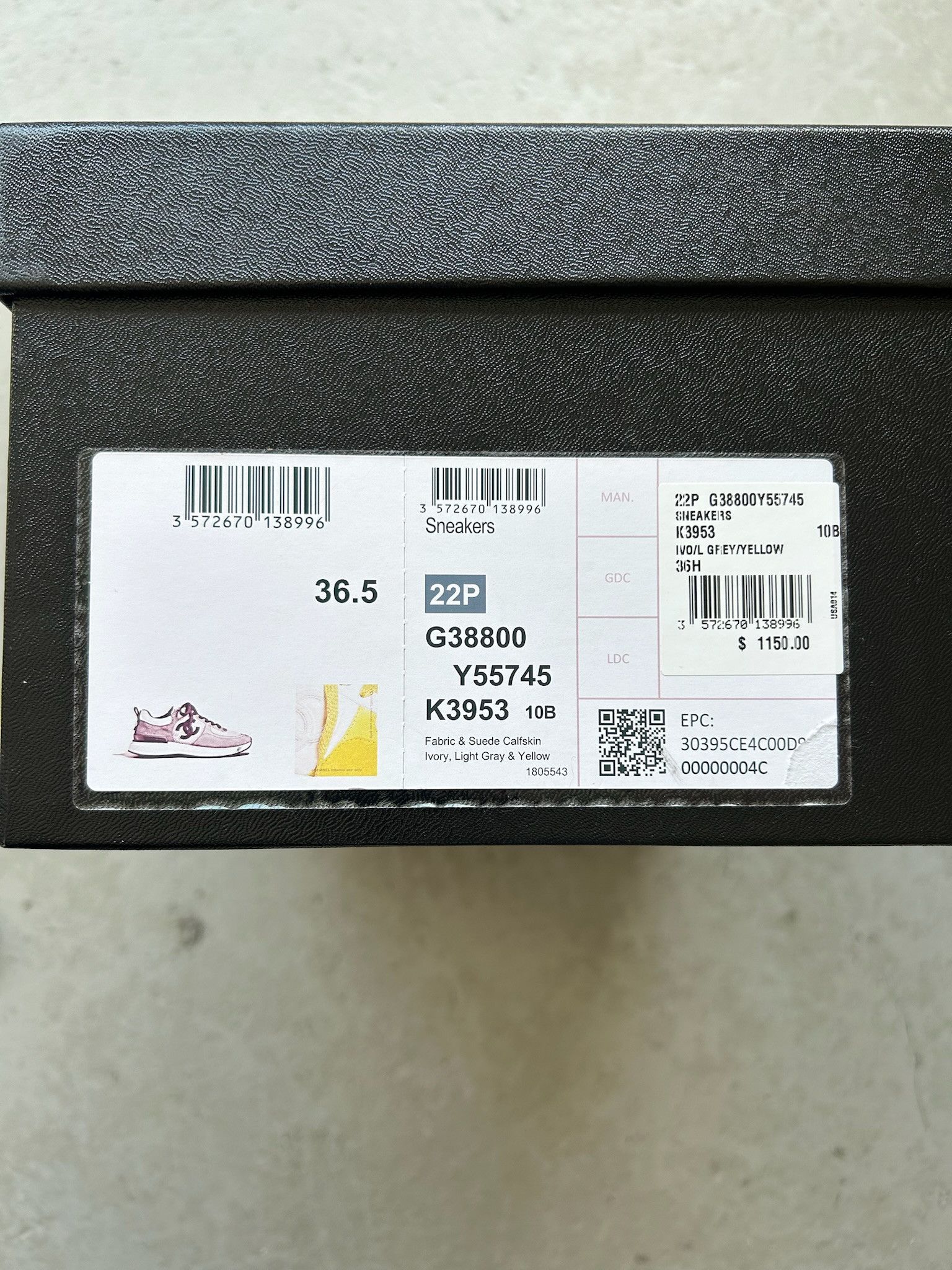 Chanel Chanel Suede Calfskin Ivory Light Grey & Yellow Runners Size US 6.5 / IT 36.5 - 9 Thumbnail