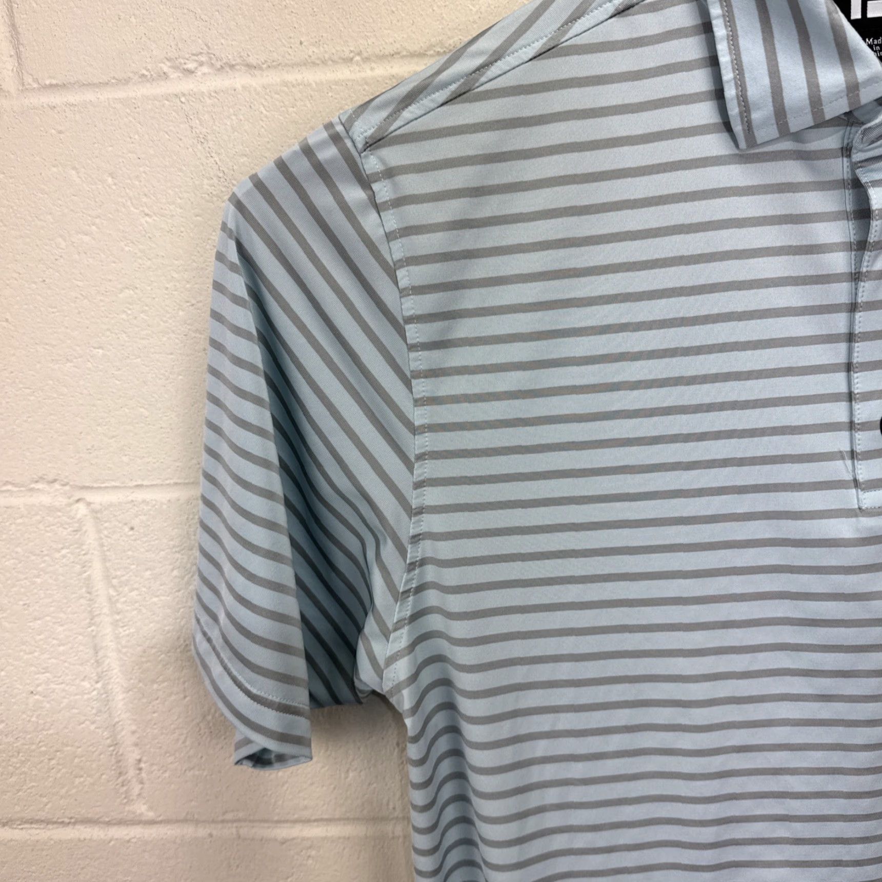 Footjoy FootJoy Polo Men's Medium Polo Athletic Fit Blue Gray Striped Shirt Golf Size US M / EU 48-50 / 2 - 4 Thumbnail
