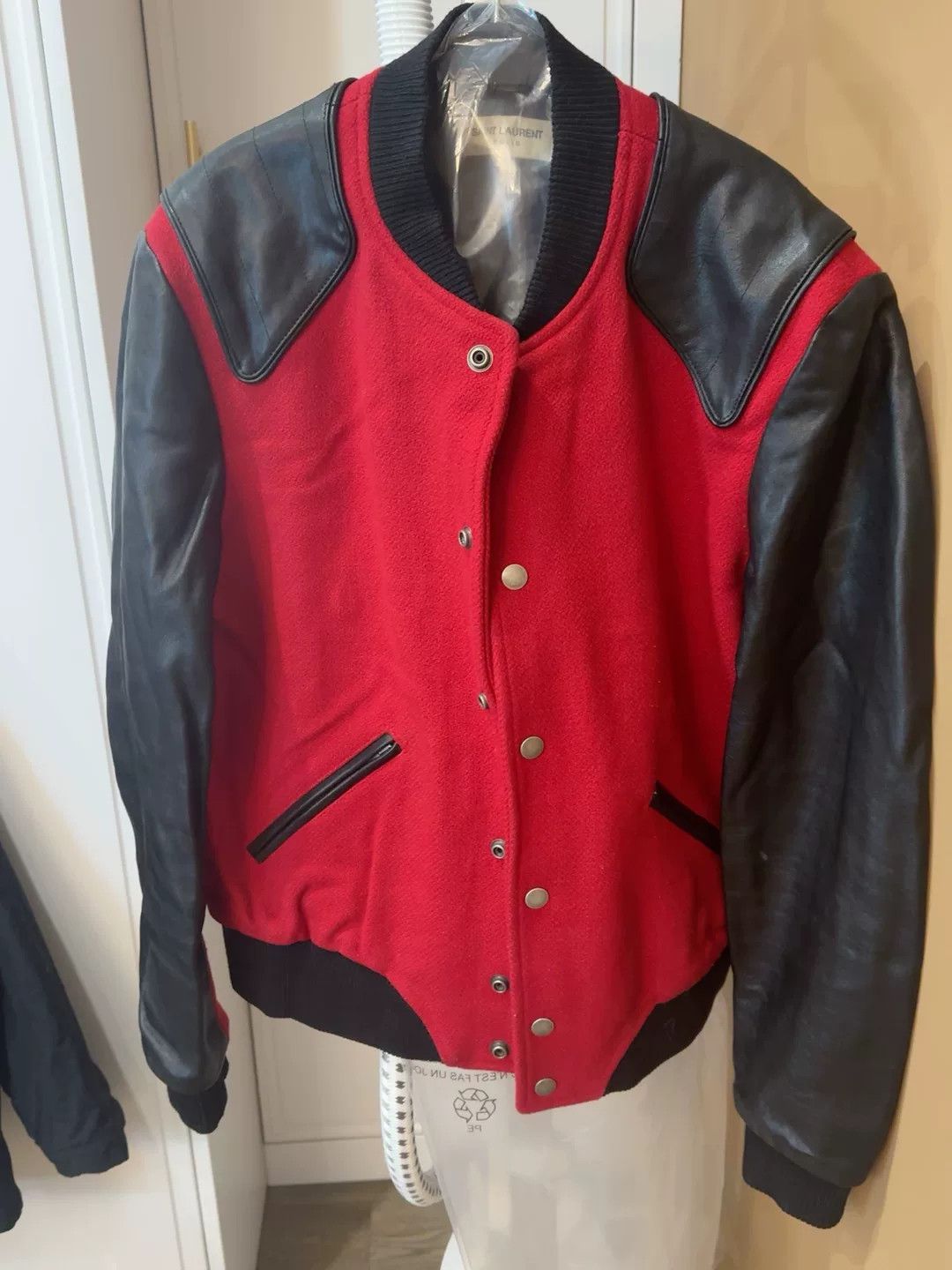 Saint Laurent Paris Saint Laurent Heaven Red Black Varsity Jacket Size US M / EU 48-50 / 2 - 1 Thumbnail