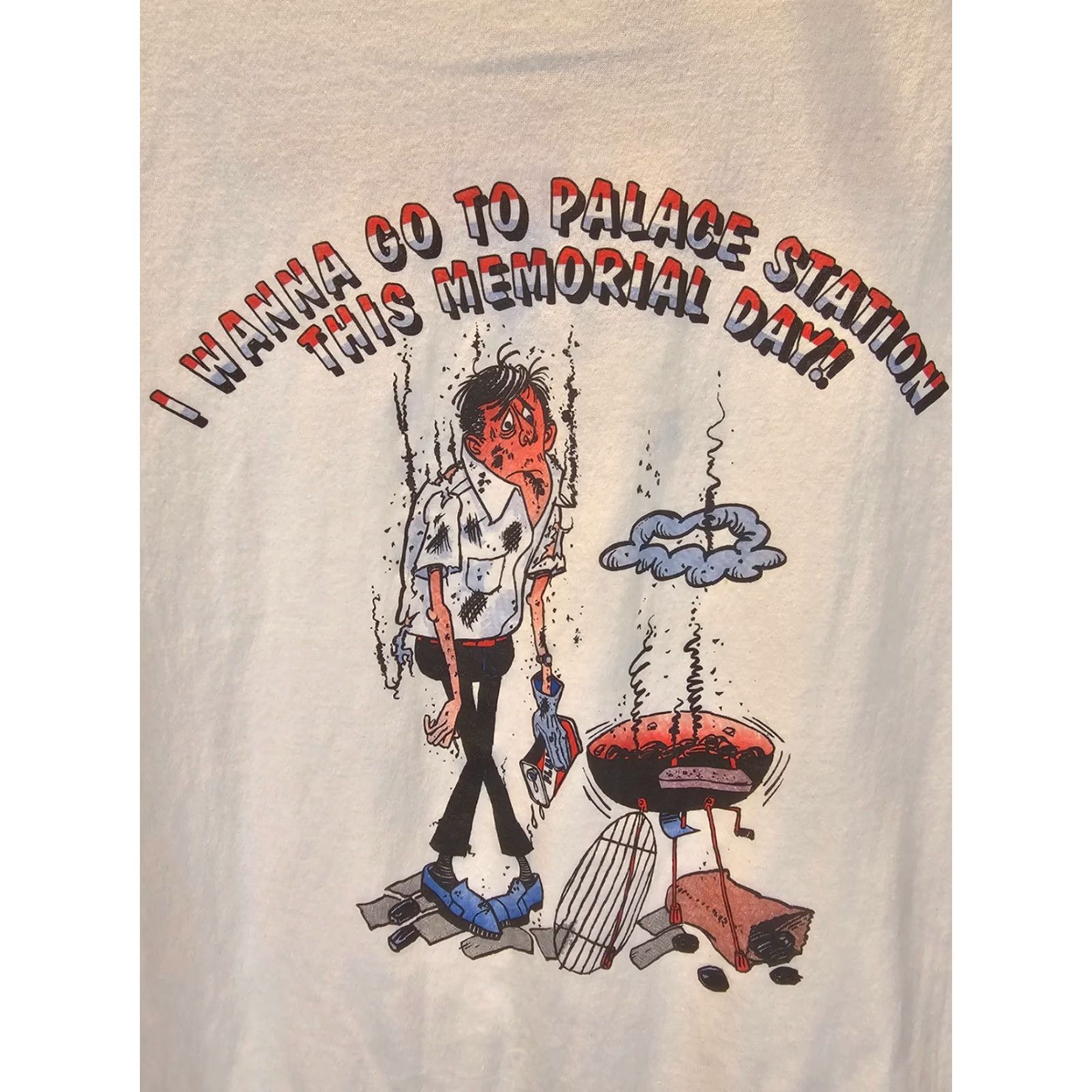 Palace VINTAGE I WANNA GO TO PALACE STATION MEMORIAL DAY WHITE T-SHIRT XL (CROSS CHEST 22 INCH) Mens Size US XL / EU 56 / 4 - 2 Thumbnail